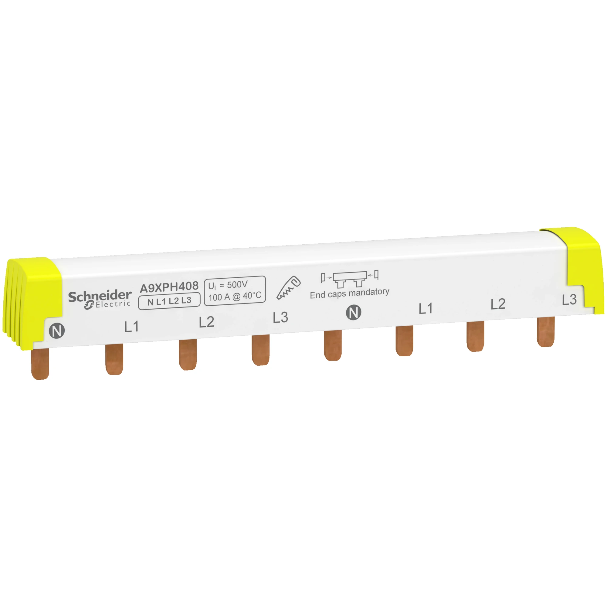 Schneider Electric A9XPH408 Busbar bridge, cuttable, 3P+N, 8 TE, 100A (img_001)