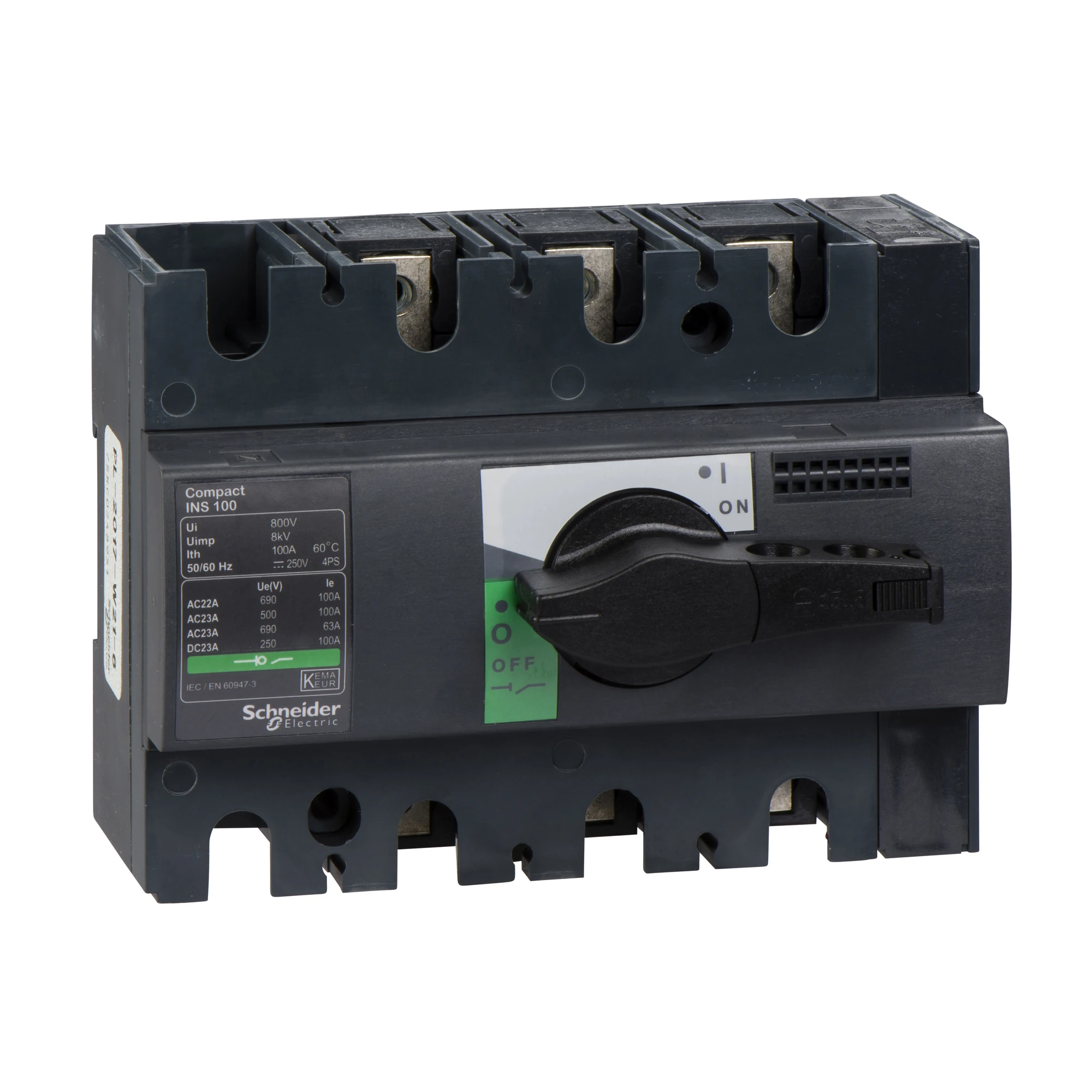 Schneider Electric 28908 Load break switch INS100, 3P, 100A/690V AC/250V DC, rotary drive black (img_001)