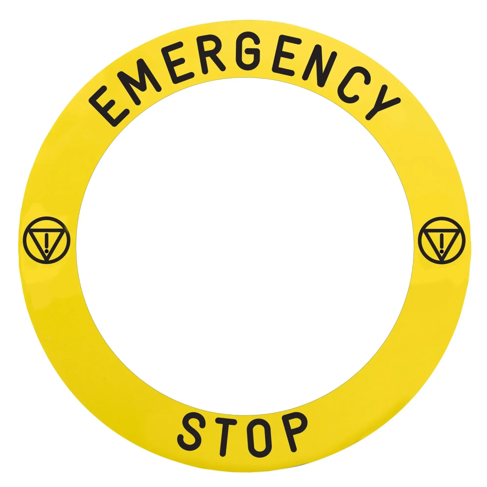 Schneider Electric ZBY8L330 Label for illuminated emergency stop/emergency off, yellow, Ø=90mm, Emergency Stop (img_002)