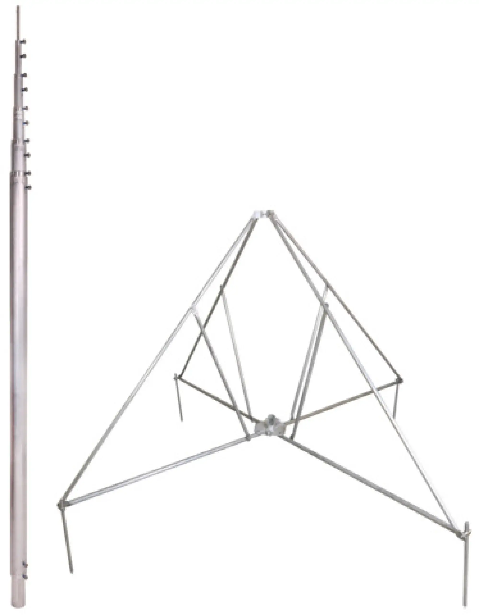 Dehn 105715 -SET- telescopic air-term. rod L8.0m Al w. four-legged stand D60mm R1330mm StSt (img_001)