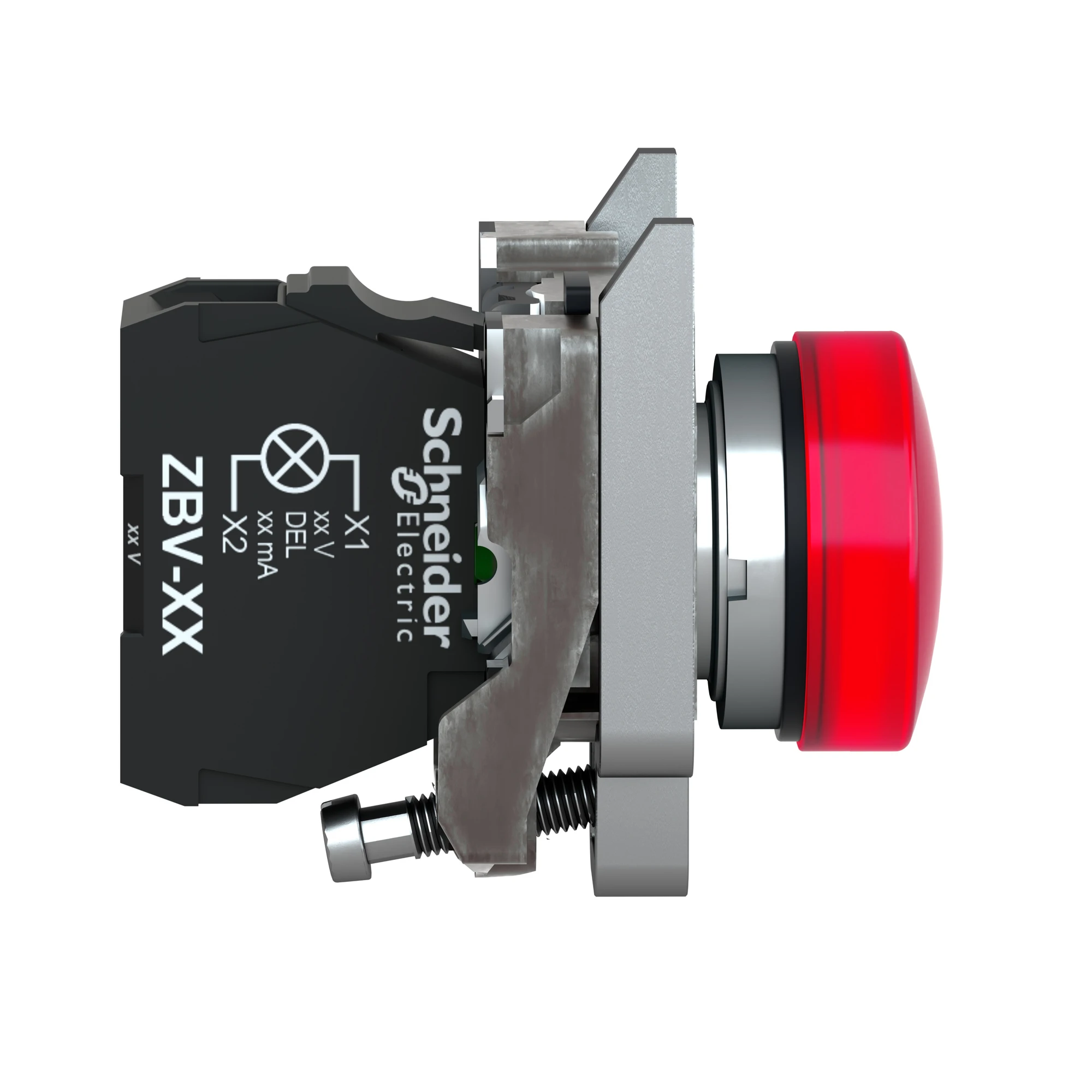 Schneider Electric XB4BVG4 Signal lamp, Harmony XB4, metal, 22mm, red, universal LED, smooth dome, screw terminal, 110-120V AC (img_002)