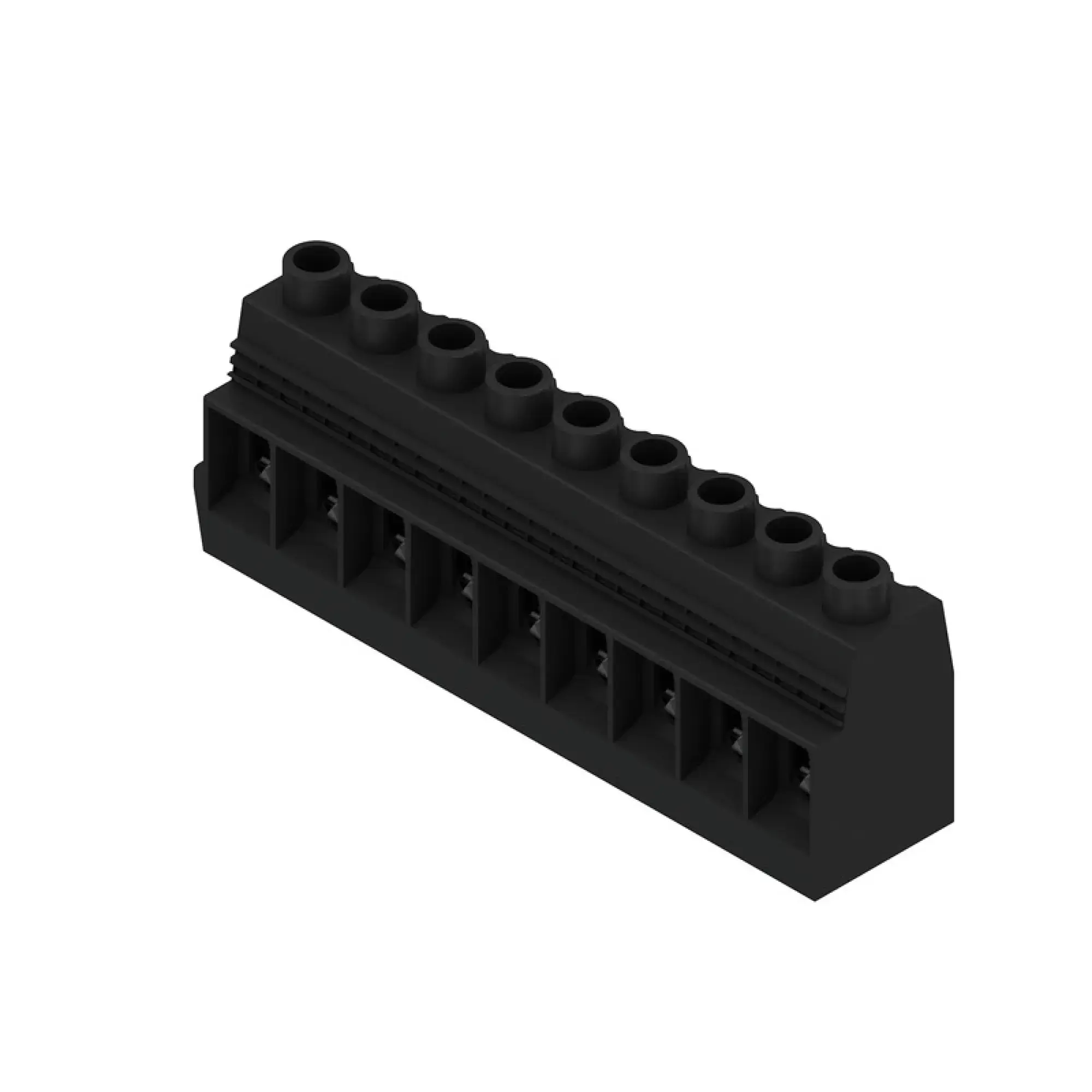 Weidmüller 1386930000 PCB terminal, 1000 V, 150 A, Pitch in mm: 15.00, 50 mm², Number of poles: 9, Clamping yoke connection, THT solder connection, 90°, Box (img_001)