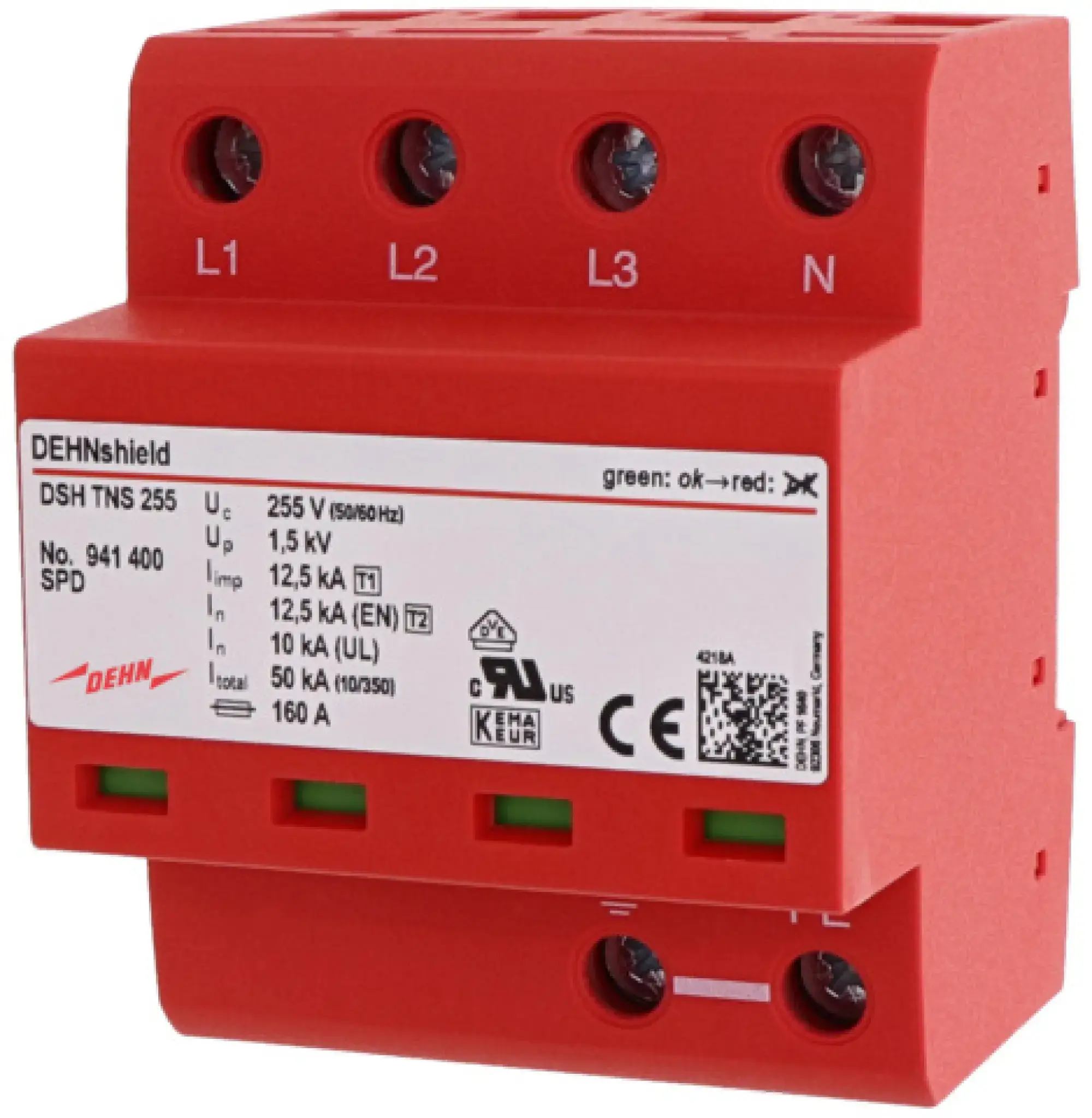 Dehn 941400 Appl.-opt. combined arrester DEHNshield type 1+2 for three-phase TN-S systems (img_001)