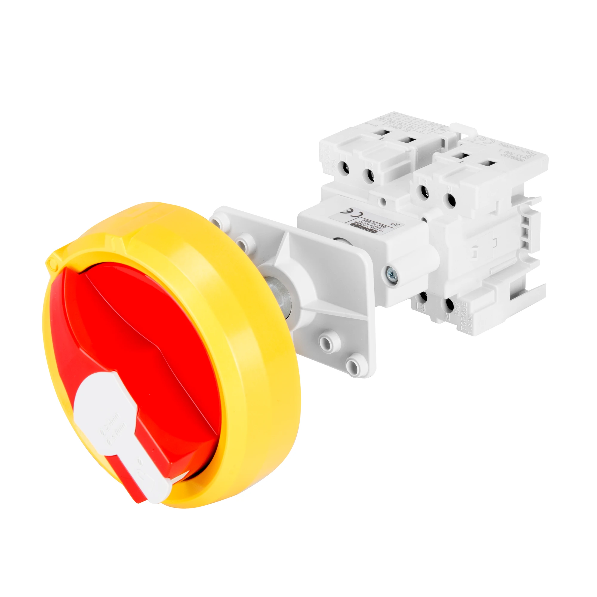 GEWISS GW70004 ROTARY ISOLATOR SWITCH - FOR DISTRIBUTION BOARD - RED PADLOCKABLE KNOB - 2P 4M EN50022 32A (img_001)