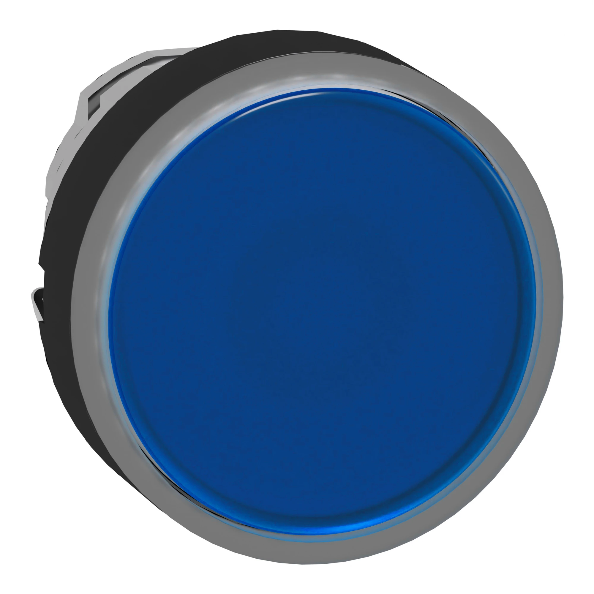 Schneider Electric ZB4BW3637 Illuminated pushbutton, front element, Harmony XB4, metal black, 22mm, blue, unlabelled, momentary, for universal LED (img_001)