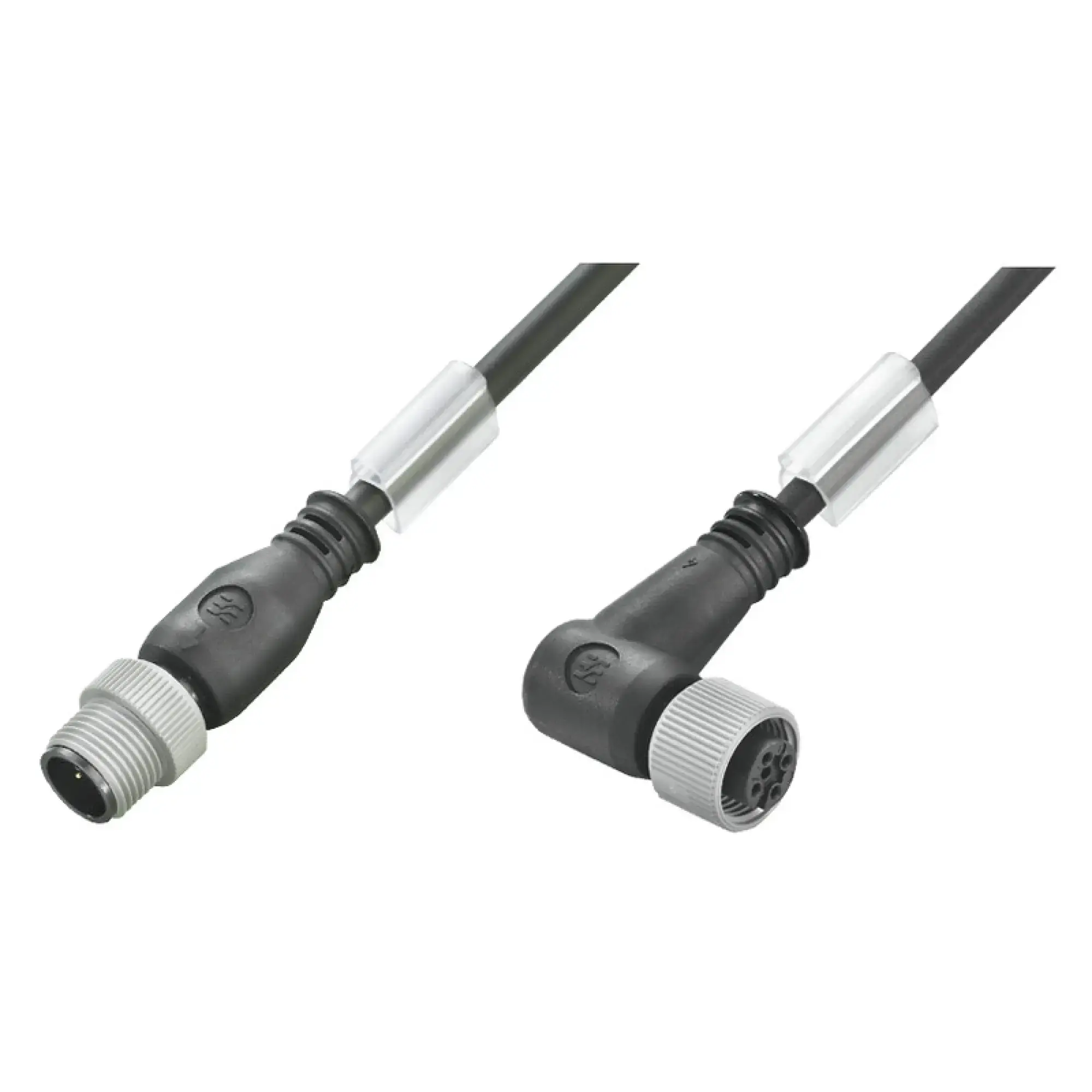 Weidmüller 1108880300 Sensor-actuator Cable (assembled), Connecting line, M12 / M12, Number of poles: 4, pin, straight - socket, 90&deg;, LED: No, Cable length: 3 m, Shield (img_001)