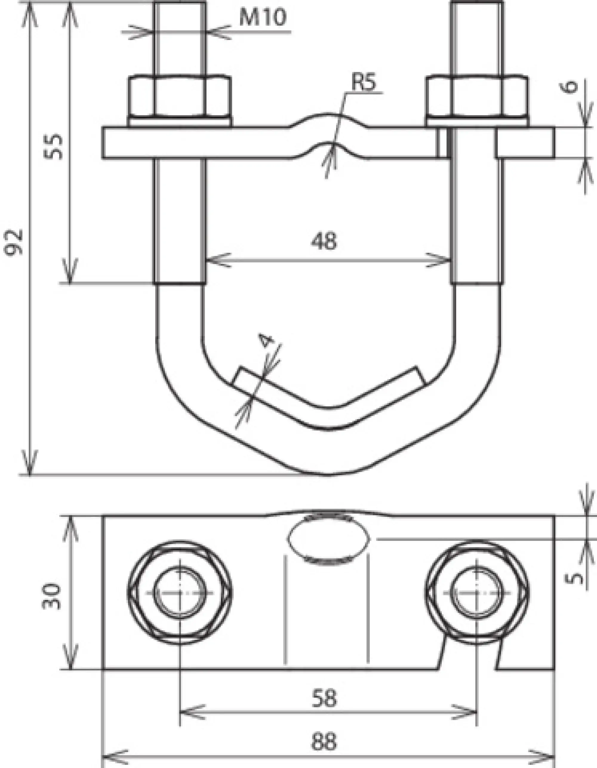 Dehn 308045 U-bolt clamp St/bare f. D 16-48mm f. Rd 10mm a. Fl 30-40mm (img_002)