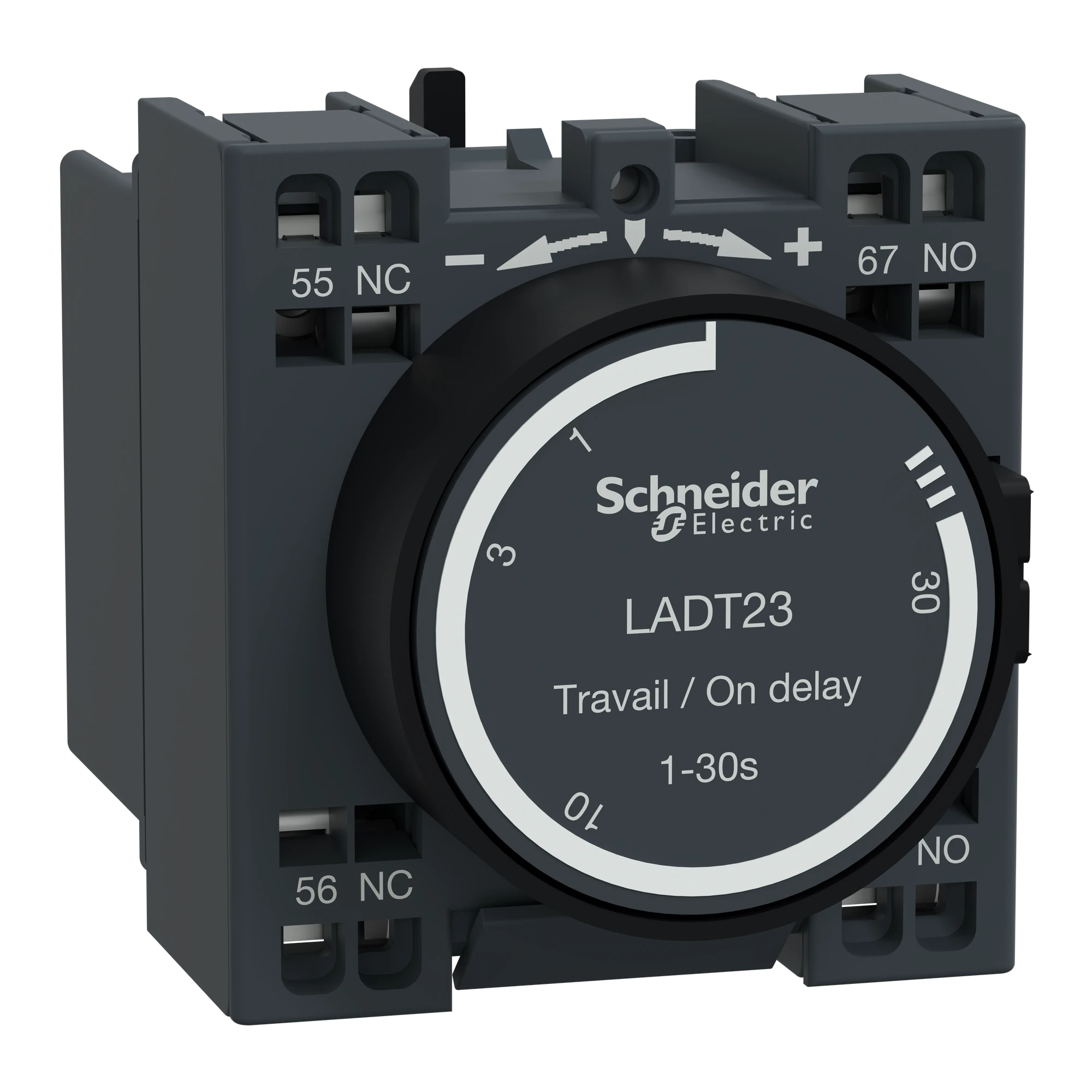 Schneider Electric LADT23 Time block, delay-on energization, 1NO+1NC, 1.00-30.00s, spring-cage connection (img_001) Schneider Electric LADT23 Time block, delay-on energization, 1NO+1NC, 1.00-30.00s, spring-cage connection (img_001)