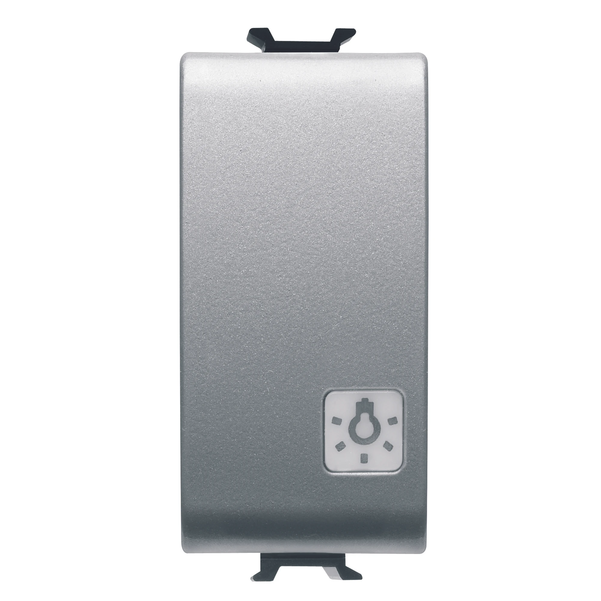 GEWISS GW14151 PUSH-BUTTON 1P 250V ac - NO 16A ILLUMINABLE - WITH REPLACEABLE NEUTRAL LENS - SYMBOL: LIGHT - 1 MODULE - TITANIUM - CHORUSMART (img_001)