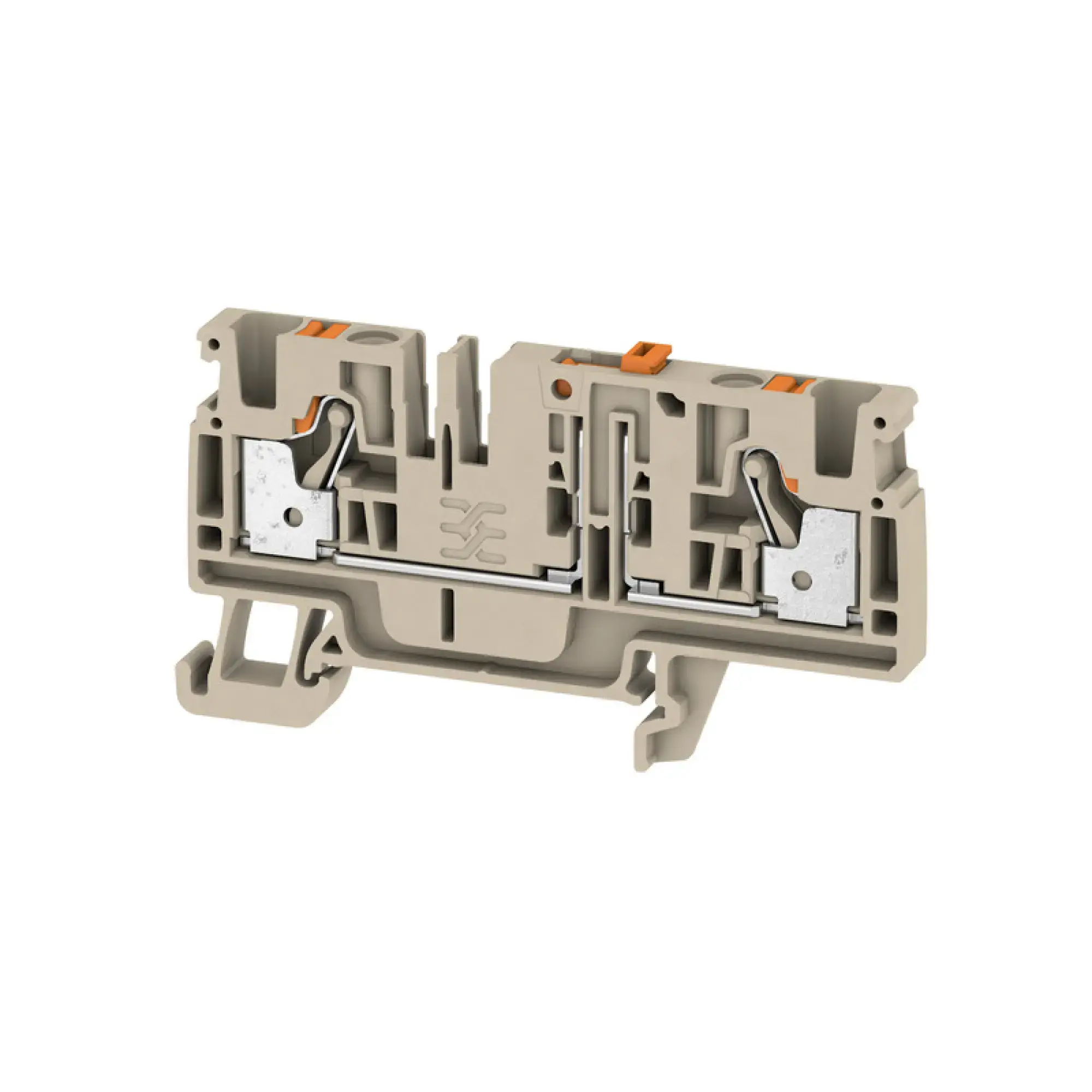Weidmüller 2429850000 Test-disconnect terminal, PUSH IN, dark beige, 4 mm², 20 A, 500 V, Number of connections: 2, Number of levels: 1 (img_001)