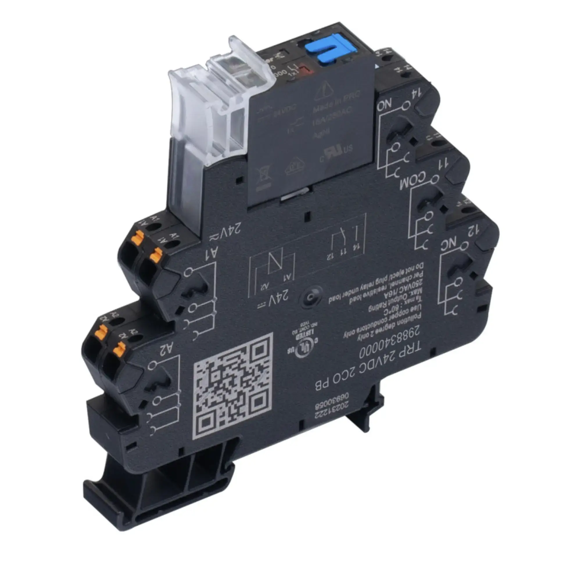 Weidmüller 2988340000 Relay module, 24 V DC ±20 %, Green LED, 2 CO contact (AgNi) , 250 V AC, 8 A, PUSH IN (img_001)