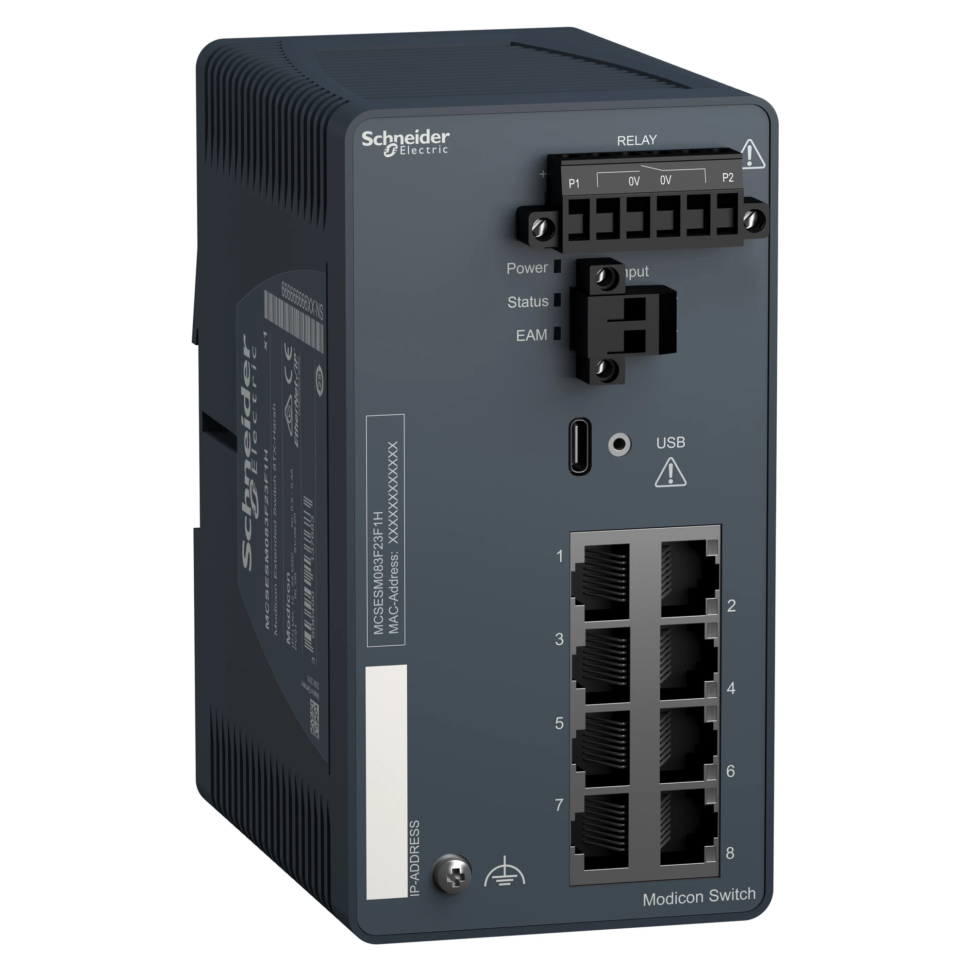 Schneider Electric MCSESM083F23F1H Modicon Extended Managed Switch, 8 Copper Ports (8TX 10/100 Mbps), robust design (img_001) Schneider Electric MCSESM083F23F1H Modicon Extended Managed Switch, 8 Copper Ports (8TX 10/100 Mbps), robust design (img_001)