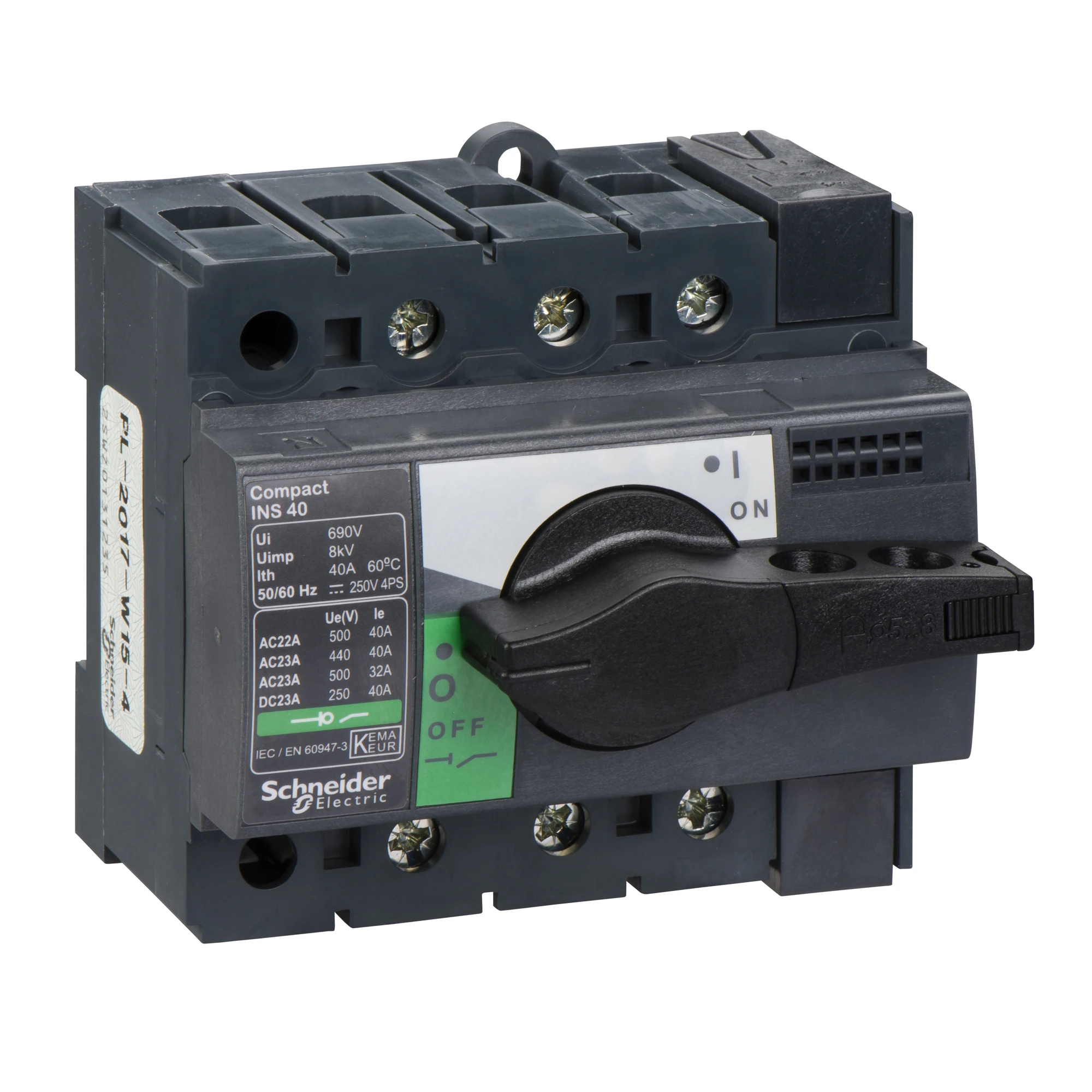 Schneider Electric 28900 Disconnect switch INS40, 3P, 40A/690V AC/250V DC, rotary drive black (img_001)