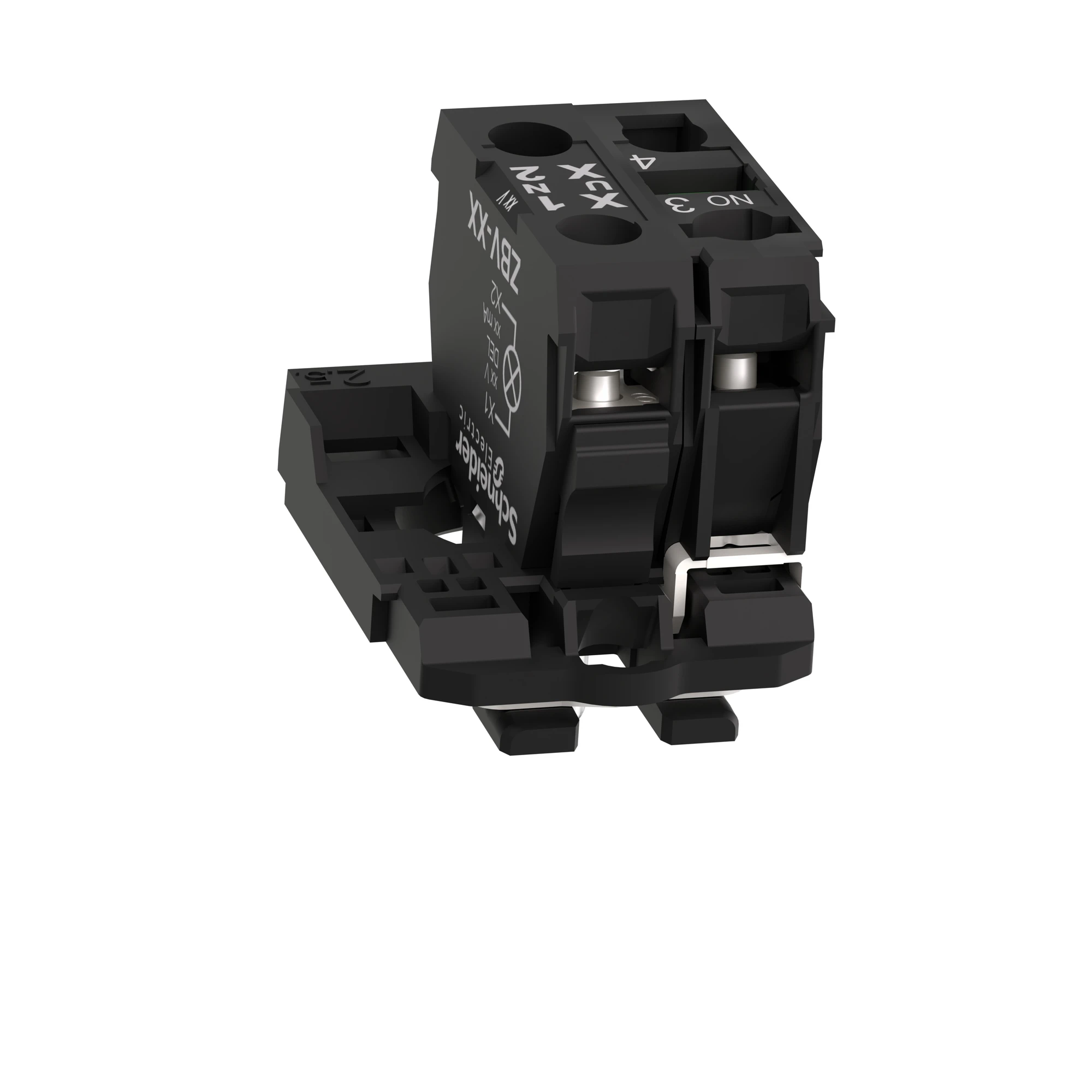 Schneider Electric ZB5AW0G11 Auxiliary contact block, Harmony XB5, plastic, white, universal LED, with mounting flange, 1S, 110-120V AC (img_008)