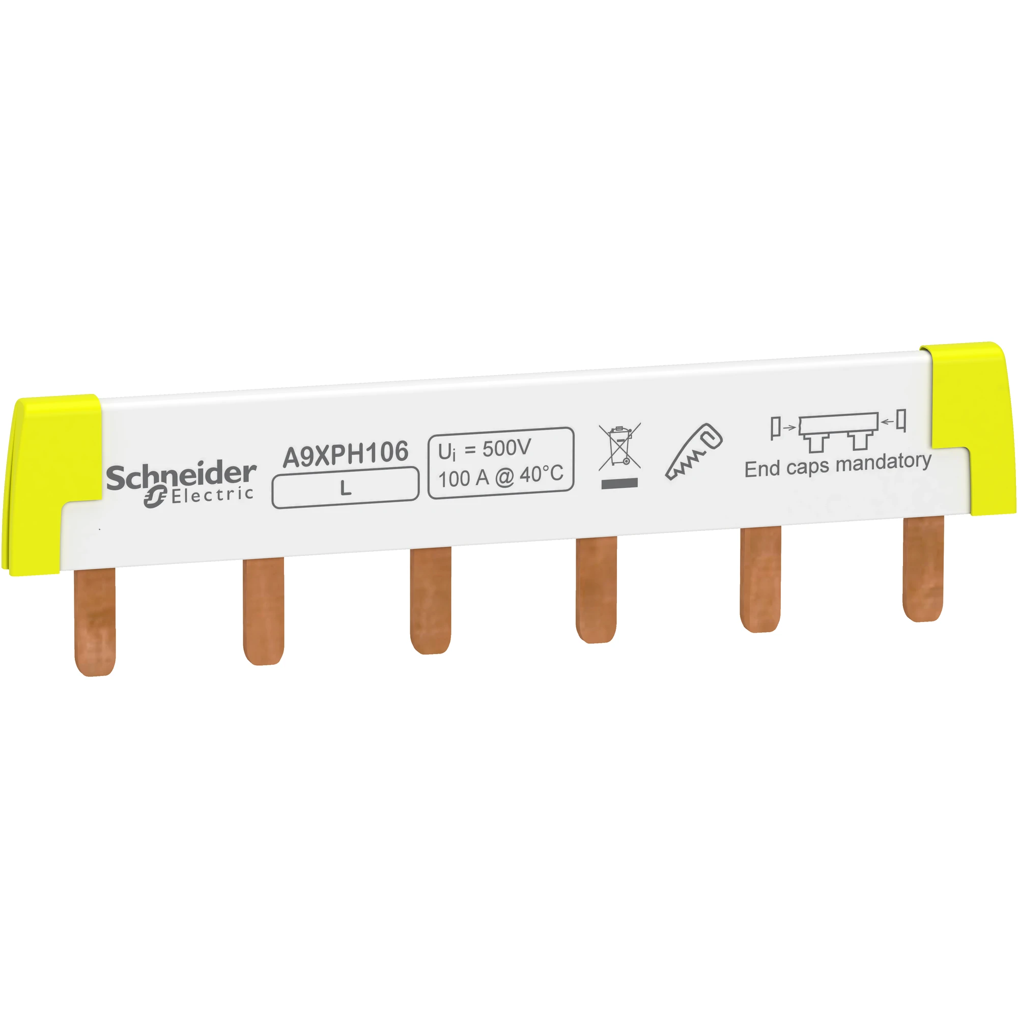 Schneider Electric A9XPH106 Phase busbar comb, cuttable, 1P, 6 TE, 100A (img_001) Schneider Electric A9XPH106 Phase busbar comb, cuttable, 1P, 6 TE, 100A (img_001)
