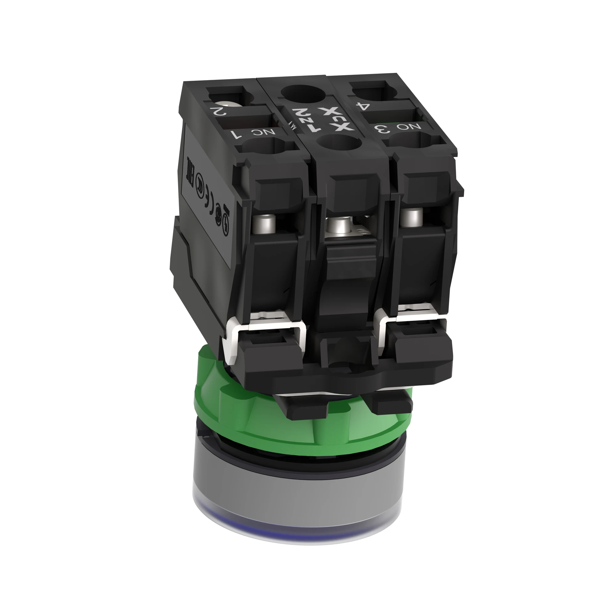 Schneider Electric XB5AW36M5C0 Illuminated Push Button, Harmony XB5, Plastic, Light Grey, Blue, 22mm, Universal LED, Smooth Dome, 1NO + 1NC, 230-240V AC (img_007) Schneider Electric XB5AW36M5C0 Illuminated Push Button, Harmony XB5, Plastic, Light Grey, Blue, 22mm, Universal LED, Smooth Dome, 1NO + 1NC, 230-240V AC (img_007)