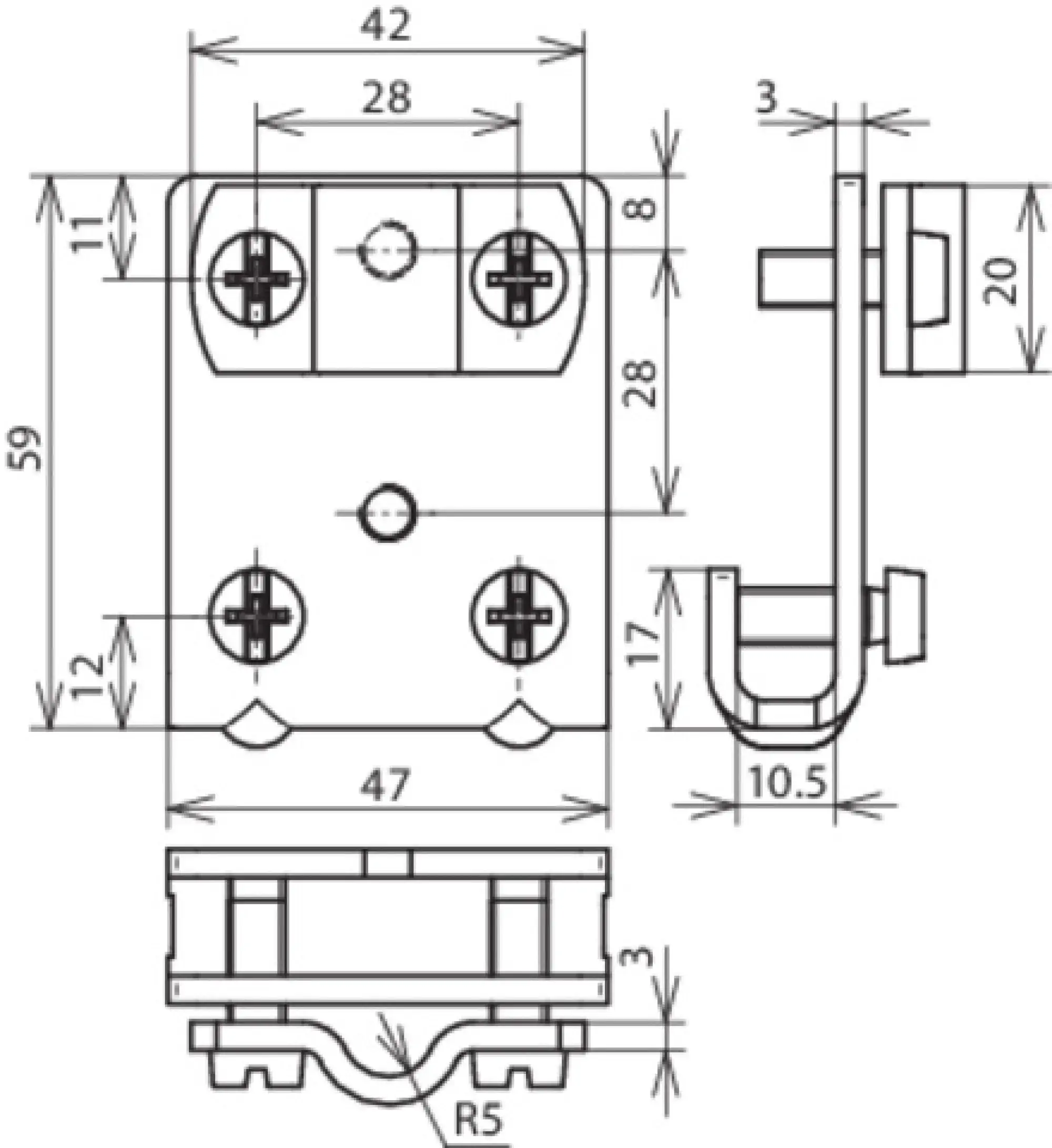 Dehn 365040 Saddle clamp St/tZn clamping range 0.7-10mm with cleat for Rd 7-10mm (img_002)