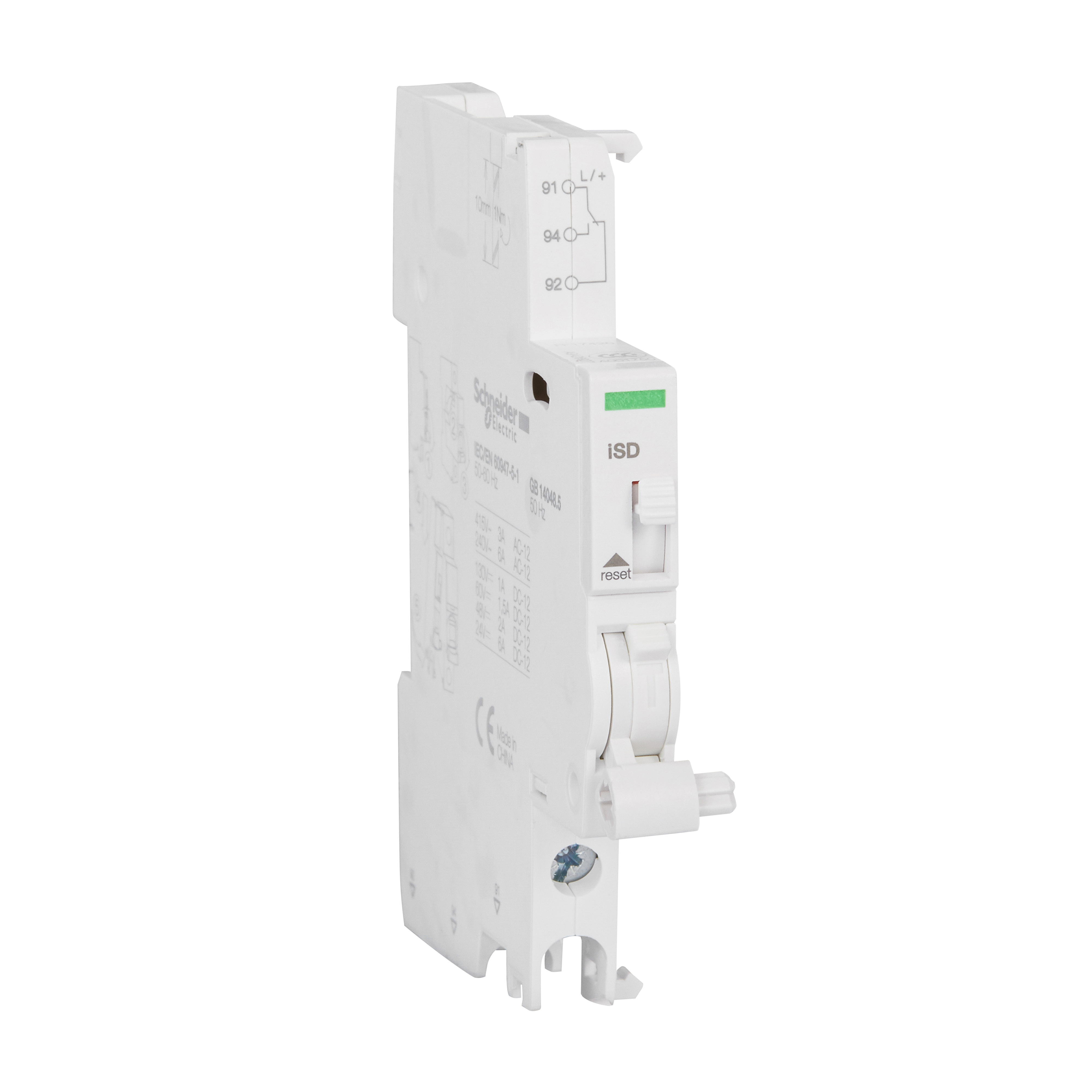 Schneider Electric Fault Indication Switch iSD for iC60, 1 changeover, terminal blocks at the bottom Schneider Electric Fault Indication Switch iSD for iC60, 1 changeover, terminal blocks at the bottom