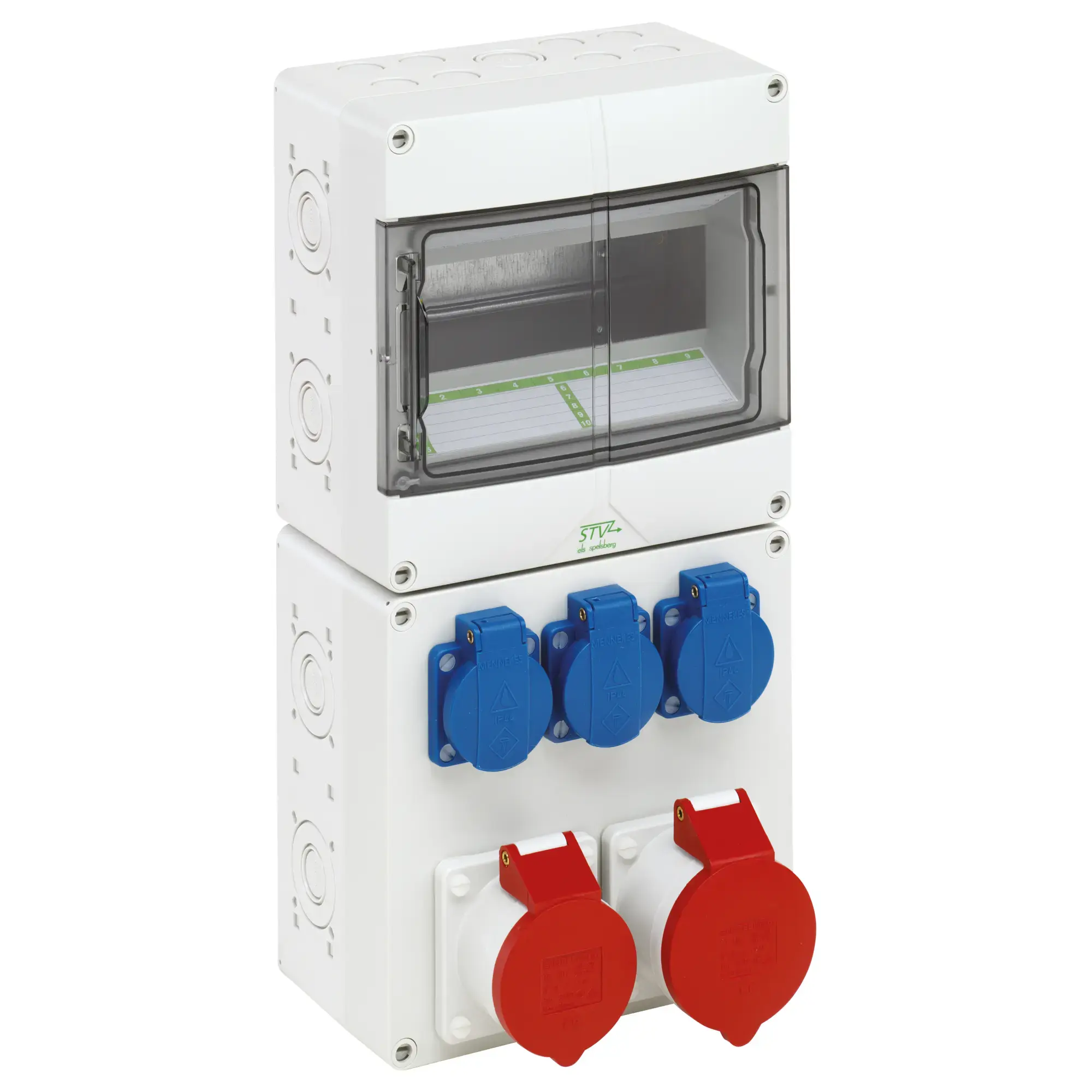 Spelsberg 72932301 Socket outlet combination, Type of protection IP44, 9 TE, Impact strength IK08, Protection class II, Rated insulation voltage 400V AC, Halogen free (img_001) Spelsberg 72932301 Socket outlet combination, Type of protection IP44, 9 TE, Impact strength IK08, Protection class II, Rated insulation voltage 400V AC, Halogen free (img_001)