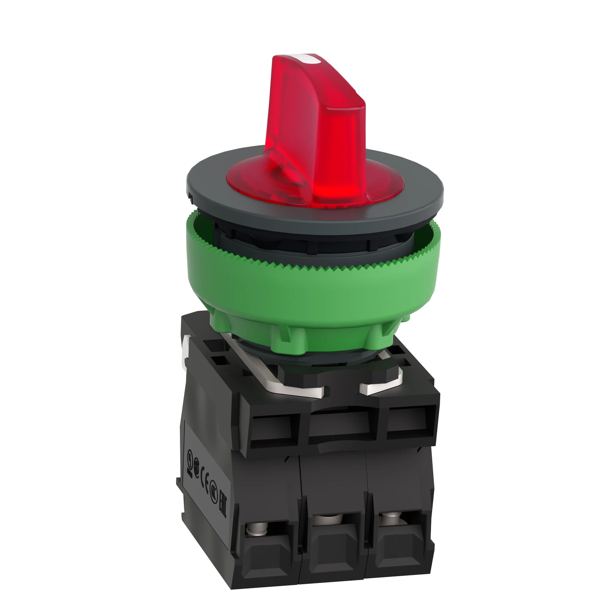 Schneider Electric XB5FK134G5 Illuminated selector switch, Harmony XB5F, plastic, red, 30mm, universal LED, 3 positions, 1NC + 1NO, 110-120V AC (img_008)