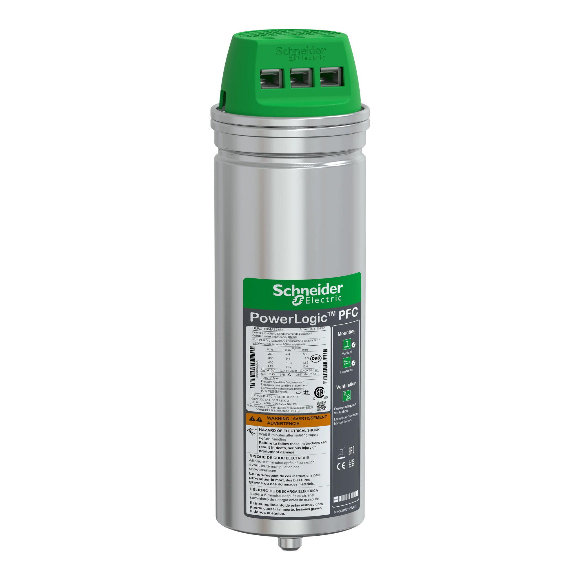 Schneider Electric BLRCH104A125B40 High-performance capacitor, PowerLogic PFC HD, 10.4/12.5kvar, 400V, 50/60Hz (img_001) Schneider Electric BLRCH104A125B40 High-performance capacitor, PowerLogic PFC HD, 10.4/12.5kvar, 400V, 50/60Hz (img_001)