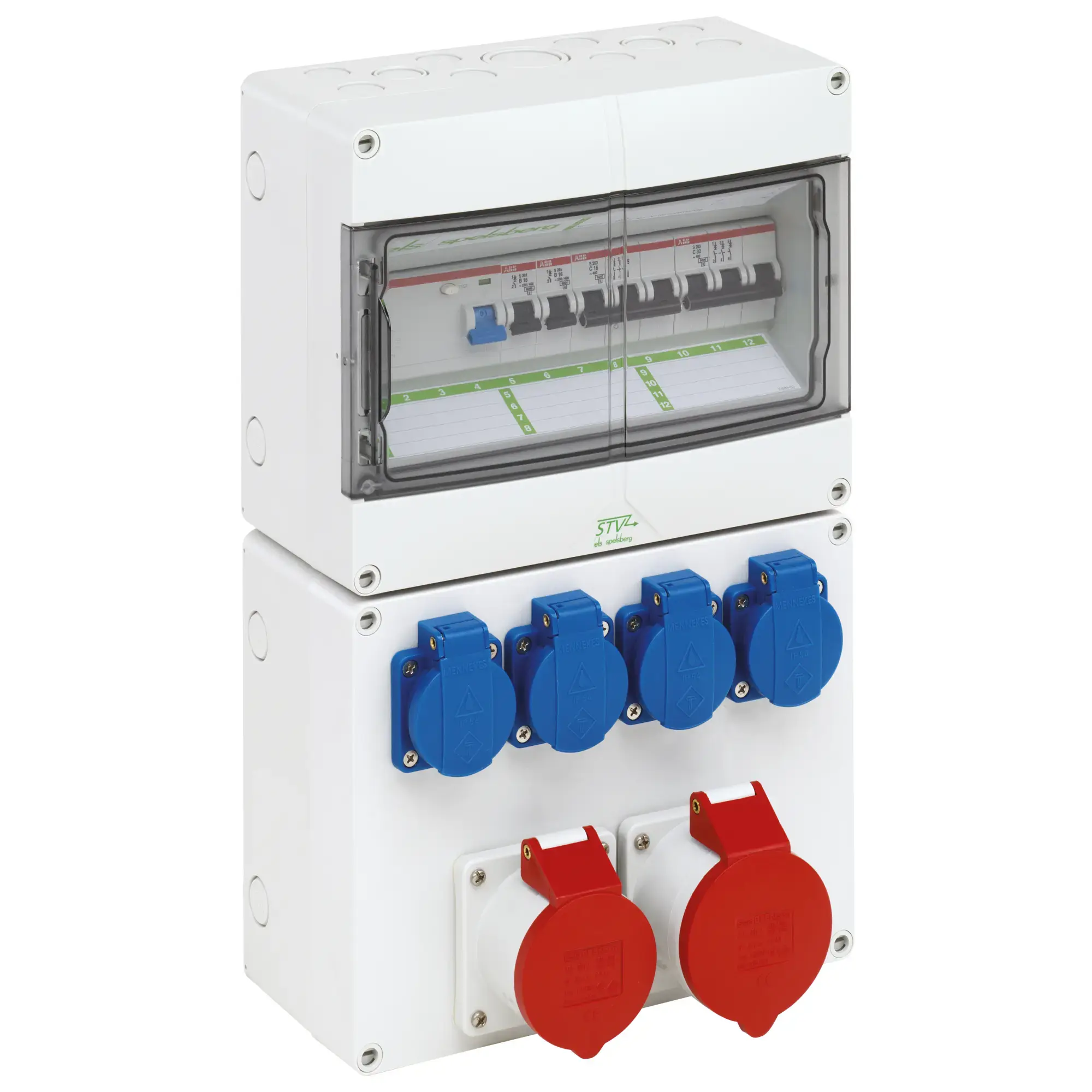 Spelsberg 73142401 Socket outlet combination, grey, Type of protection IP44, Impact strength IK08, Protection class II, Rated insulation voltage 400V AC, Halogen free (img_001) Spelsberg 73142401 Socket outlet combination, grey, Type of protection IP44, Impact strength IK08, Protection class II, Rated insulation voltage 400V AC, Halogen free (img_001)