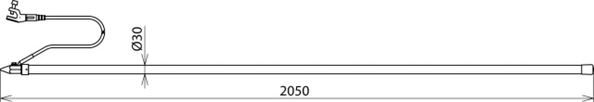 Dehn 758001 Discharge device w. contact electrode 1-pole L=2000mm w. wing bolt earth clamp (img_002)