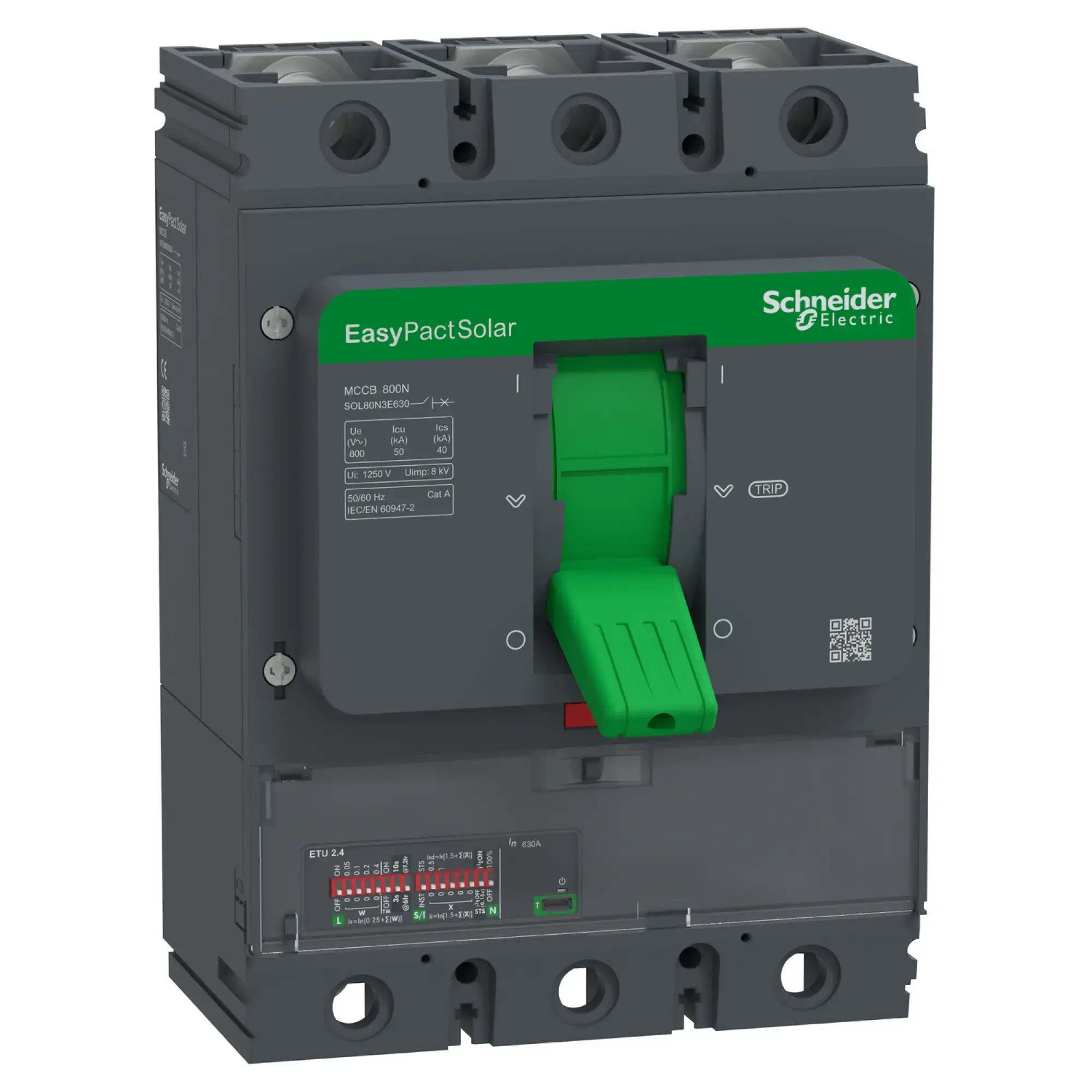 Schneider Electric SOL80N3E630 Leistungsschalter EasyPact Solar MCCB 800, 3P, 50kA bei 800VAC, 630A Nennstrom, ETU elektronische Auslöseeinheit (img_001) Schneider Electric SOL80N3E630 Leistungsschalter EasyPact Solar MCCB 800, 3P, 50kA bei 800VAC, 630A Nennstrom, ETU elektronische Auslöseeinheit (img_001)