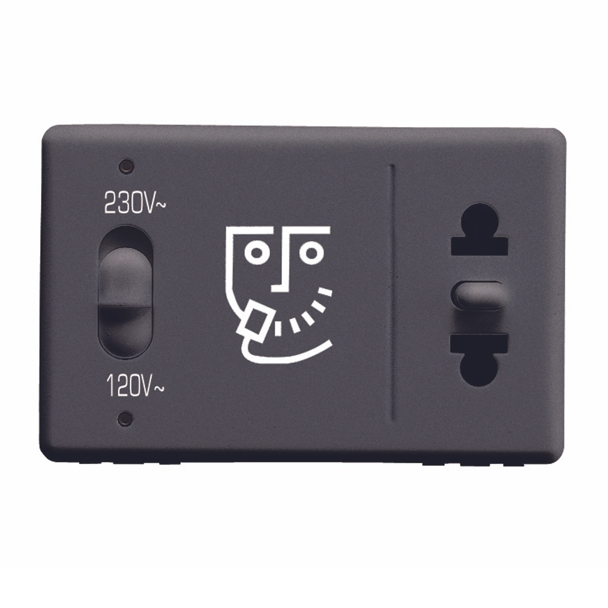 GEWISS GW21841 SHAVER SOCKET-OUTLET FOR HOTEL SYSTEM - EUROPEAN/AMERICAN STANDARD - INDICATOR LIGHT FOR THE SELECTED VOLTAGE -230V 50/60Hz - 3 MODULES - SYSTEM BLACK (img_001)