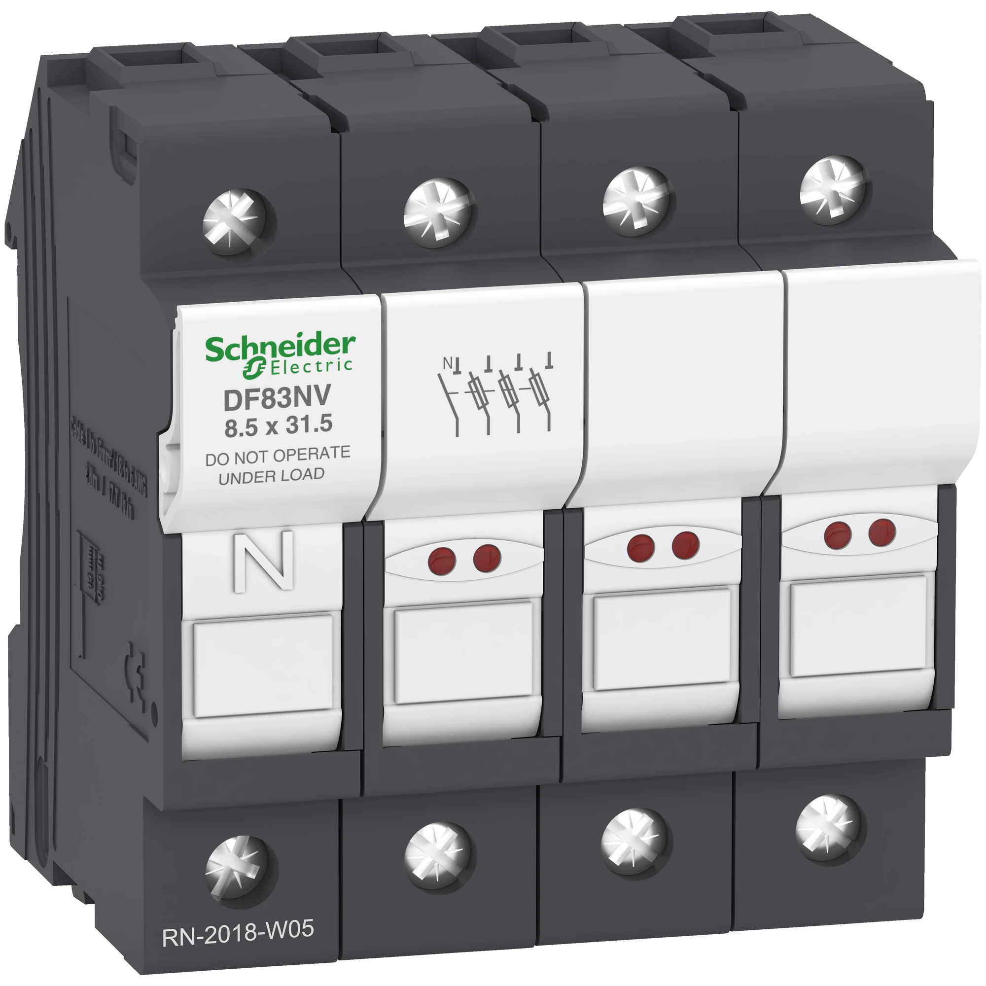 Schneider Electric DF83NV Safety Stop TeSys 3p N 25A, size 8.5x31.5mm, with indicator for fuse failure (img_001)