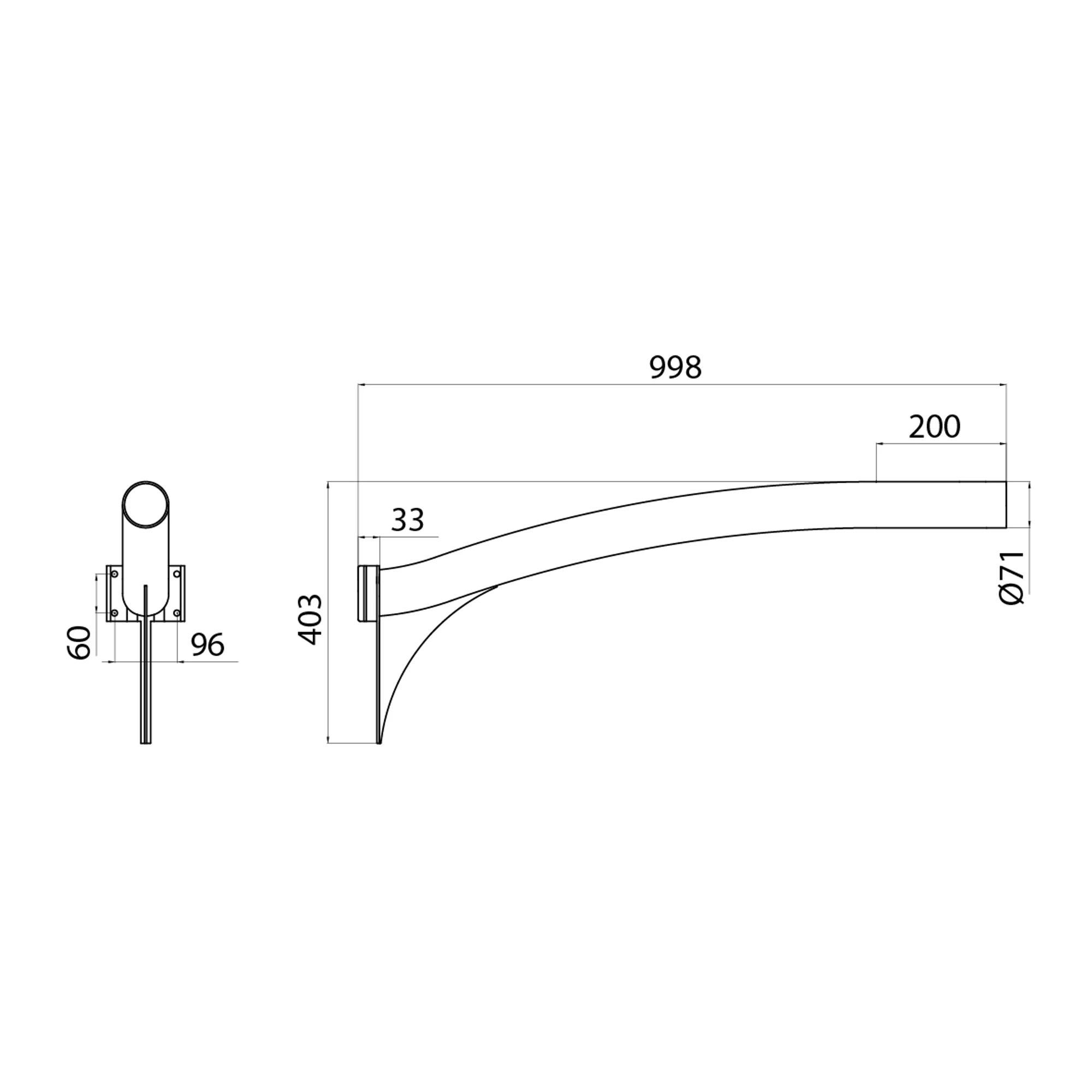 GEWISS GW87586 STREET [O3] - LONG BRACKET 1 M - GRAPHITE GREY (img_002)