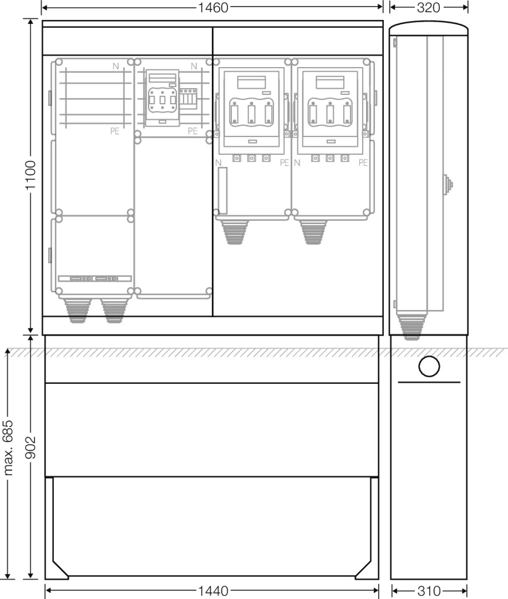 Hensel 65000168 Ladeverteiler für bis zu 2 Abgänge à 140kW Mi EV 140kW 2011 (img_002)