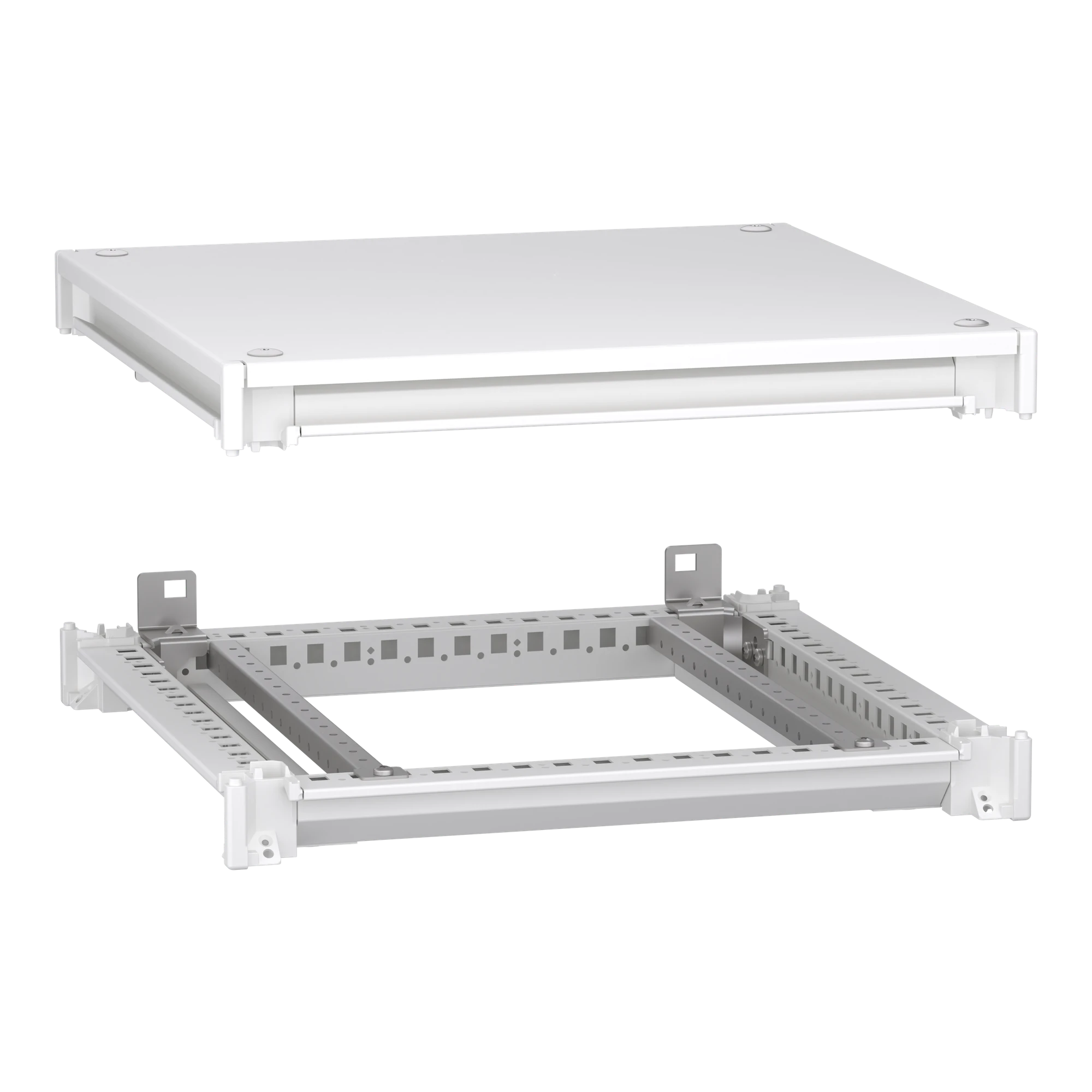 Schneider Electric NSYSFNC55ED Lower and upper frame, PrismaSeT 6300, for electrical enclosure W 500 x D 500 mm, including roof, RAL9003 (img_001) Schneider Electric NSYSFNC55ED Lower and upper frame, PrismaSeT 6300, for electrical enclosure W 500 x D 500 mm, including roof, RAL9003 (img_001)