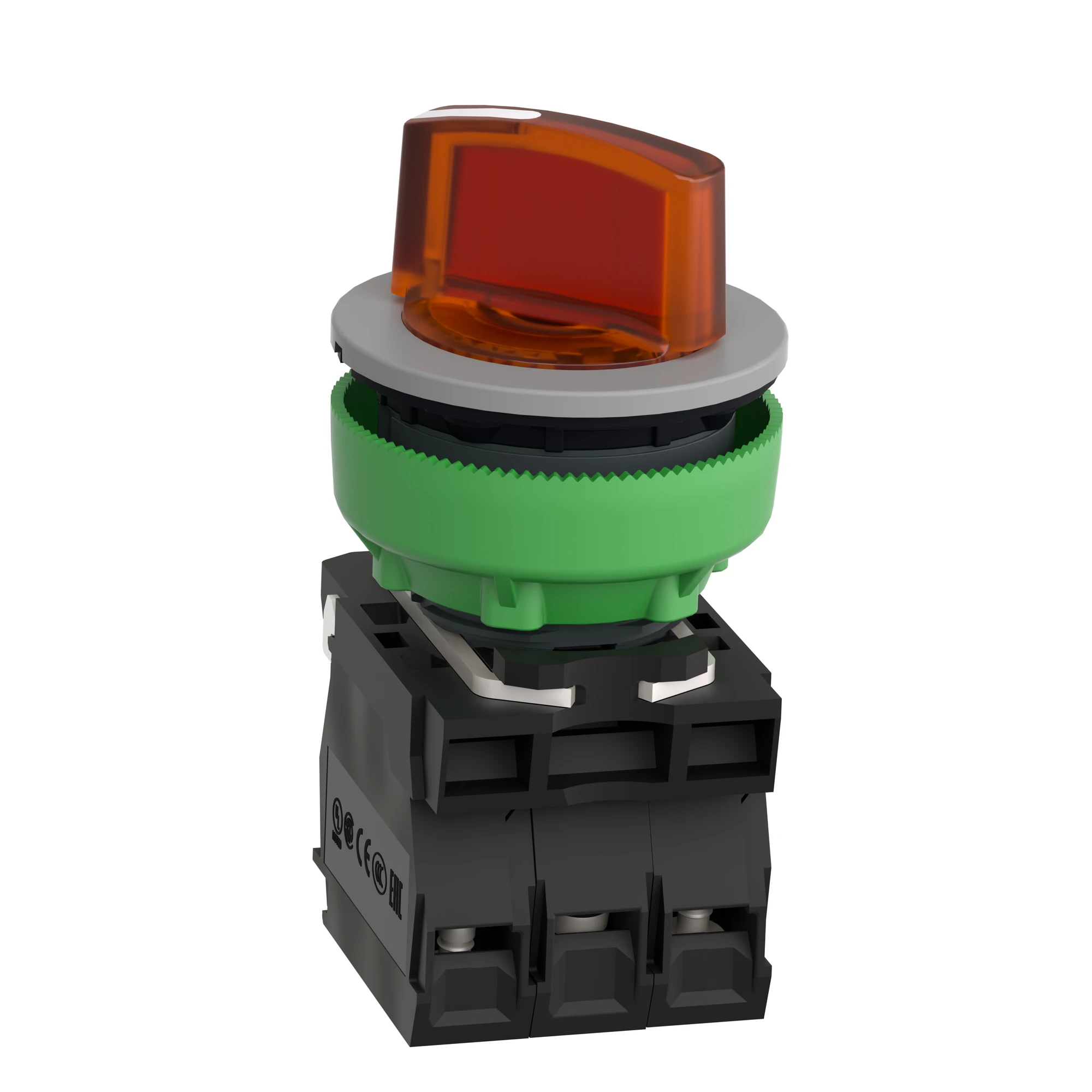 Schneider Electric XB5FK125B5C0 Pilot light selector switch, Harmony XB5F, plastic, light grey, orange, 30mm, universal LED, 2 positions, 1NO + 1NC, 24V ACDC (img_007)
