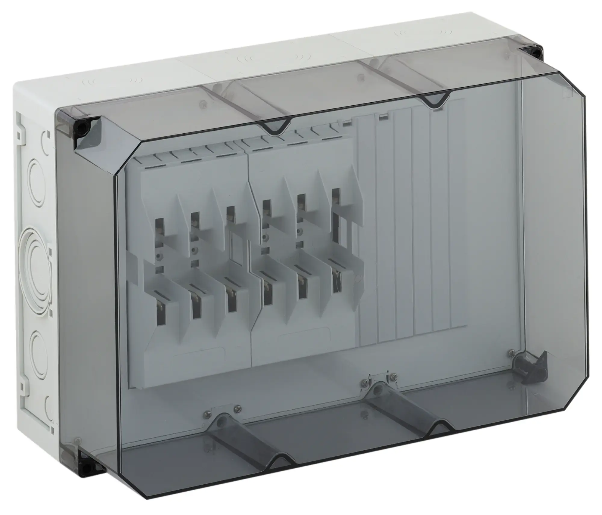 Spelsberg 76232501 Fuse enclosure, transparent, Type of protection IP54/IP65 , Impact strength IK08, Protection class II, Rated voltage 690V AC, Halogen free (img_001)