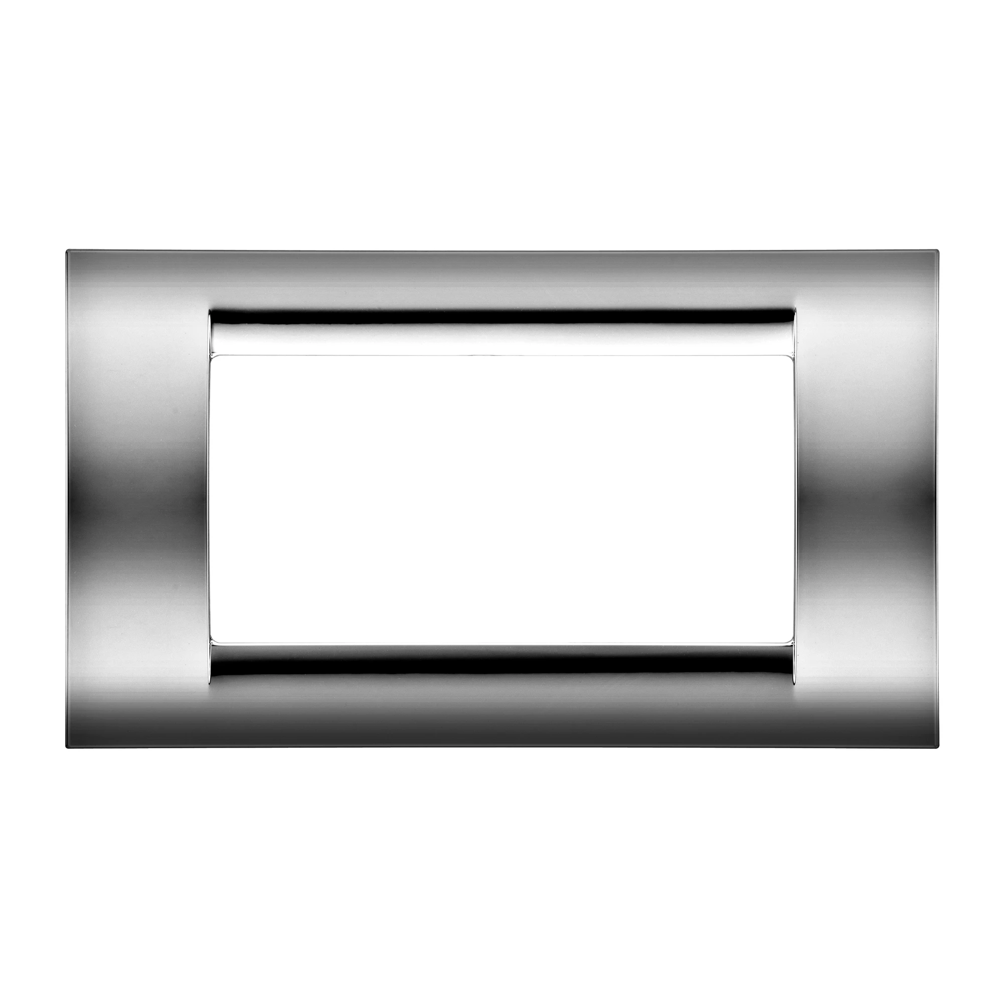 GEWISS GW32074 PLAYBUS PLATE - IN METALLISED TECHNOPOLYMER - GLOSSY FINISH - 4 GANG - SOFT CHROME - PLAYBUS (img_001)