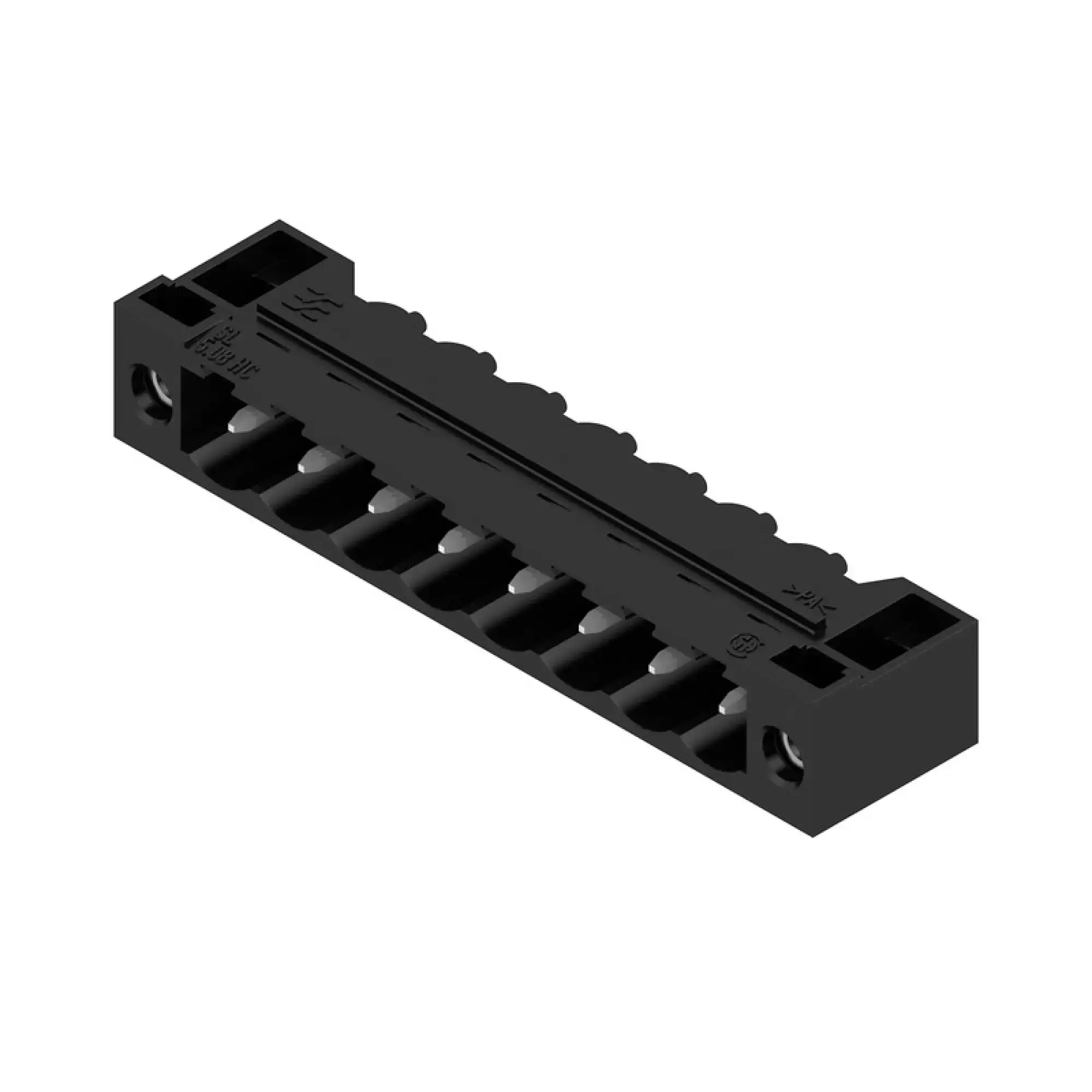 Weidmüller 1450150000 PCB terminal, 320 V, 17.5 A, Pitch in mm: 5.08, 2.5 mm², Number of poles: 9, Clamping yoke connection, THT solder connection, 90°, Box (img_001)