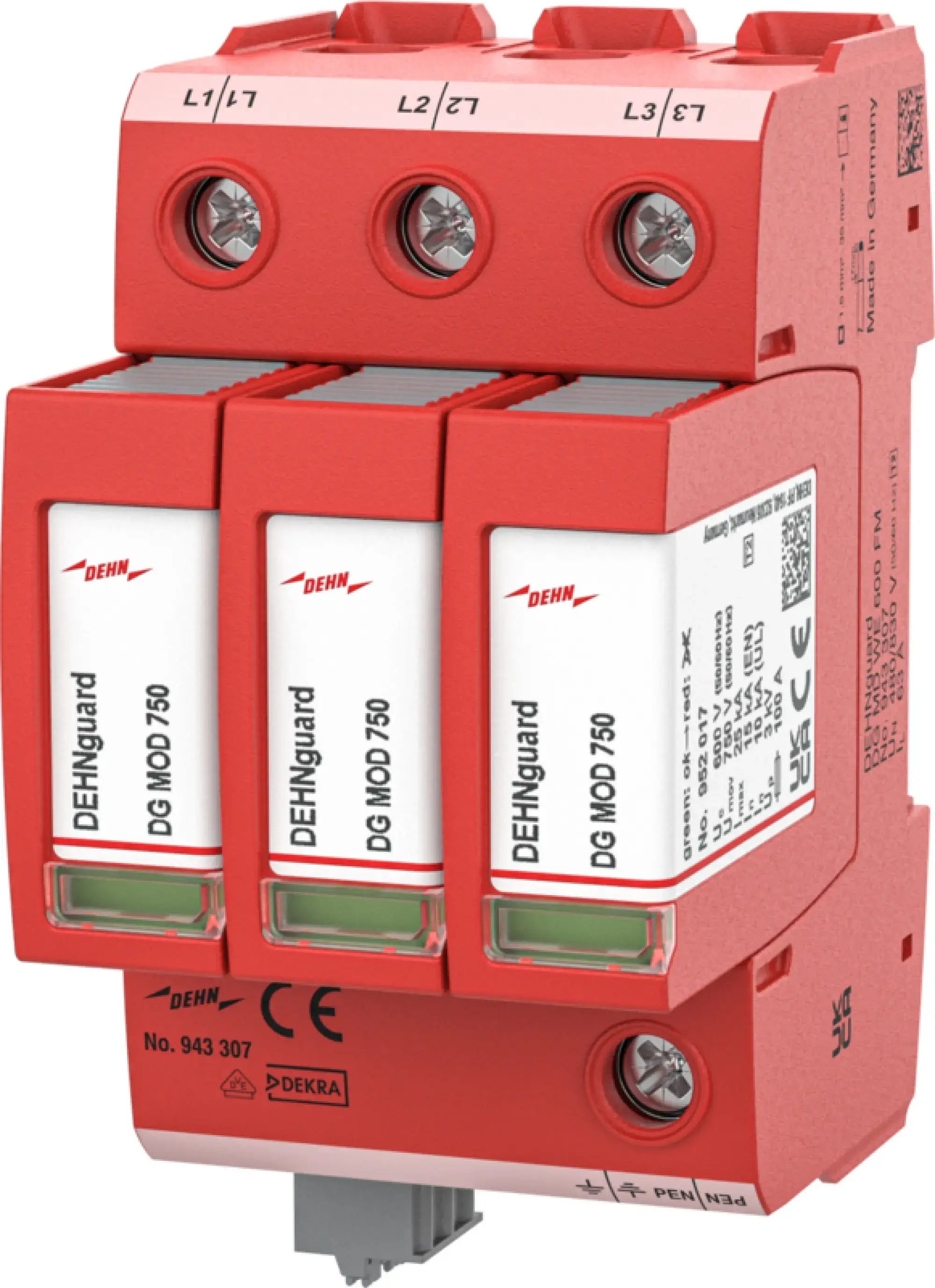 Dehn 943307 Ueberspannungsableiter Typ 2+3 DEHNguard MD 3-polig fuer TN-C-Systeme (img_001)