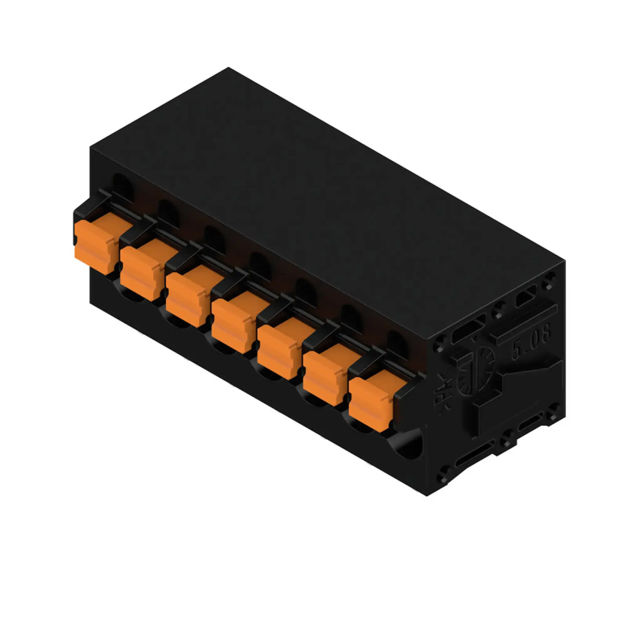 Weidmüller 1425860000 PCB terminal, 320 V, 24 A, Pitch in mm: 5.08, 2.5 mm², Number of poles: 7, PUSH IN with actuator, THT solder connection, 90°, Box (img_001)