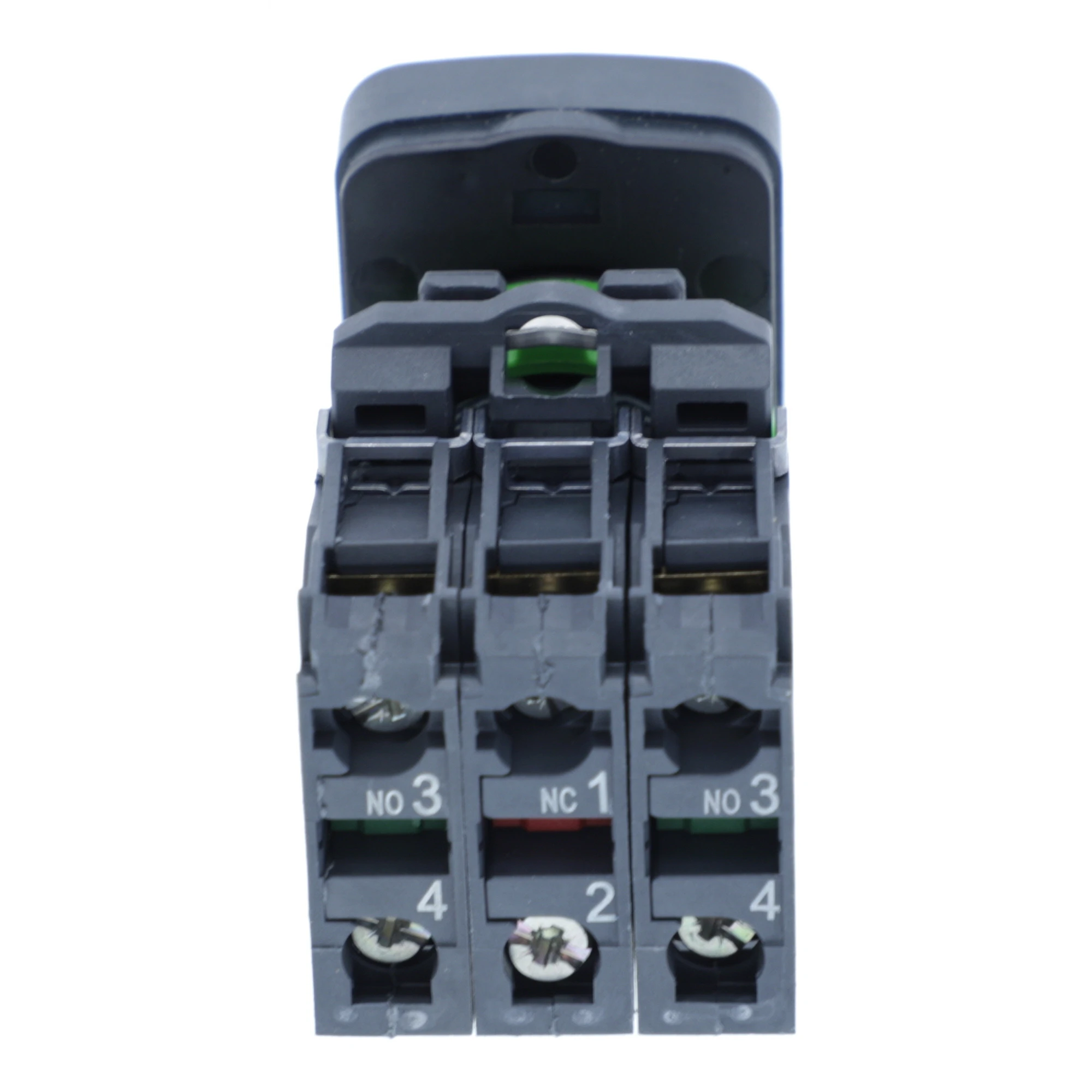 Schneider Electric XB5AA731327 Triple push-button, Harmony XB5, plastic, green I, red STOP, green II, 22mm, momentary, 1NO + 1NC + 1NO (img_002) Schneider Electric XB5AA731327 Triple push-button, Harmony XB5, plastic, green I, red STOP, green II, 22mm, momentary, 1NO + 1NC + 1NO (img_002)