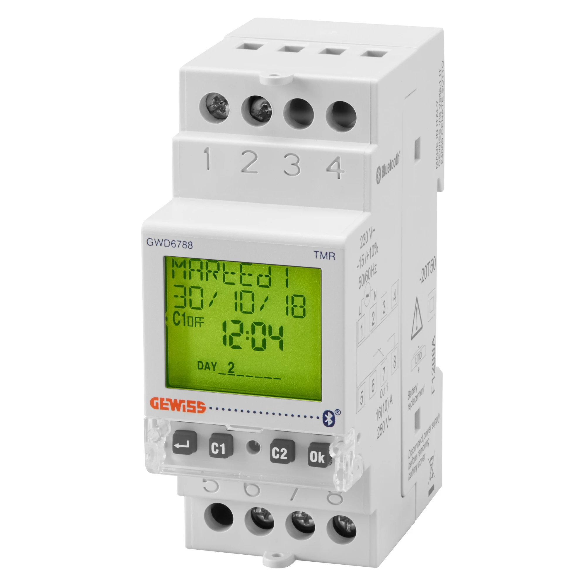 GEWISS GWD6788 TIME/ASTRONOMICAL SWITCH - CHARGE RESERVE 5 YEARS - 1 CHANGEOVER CONTACT - 2 MODULES (img_001)