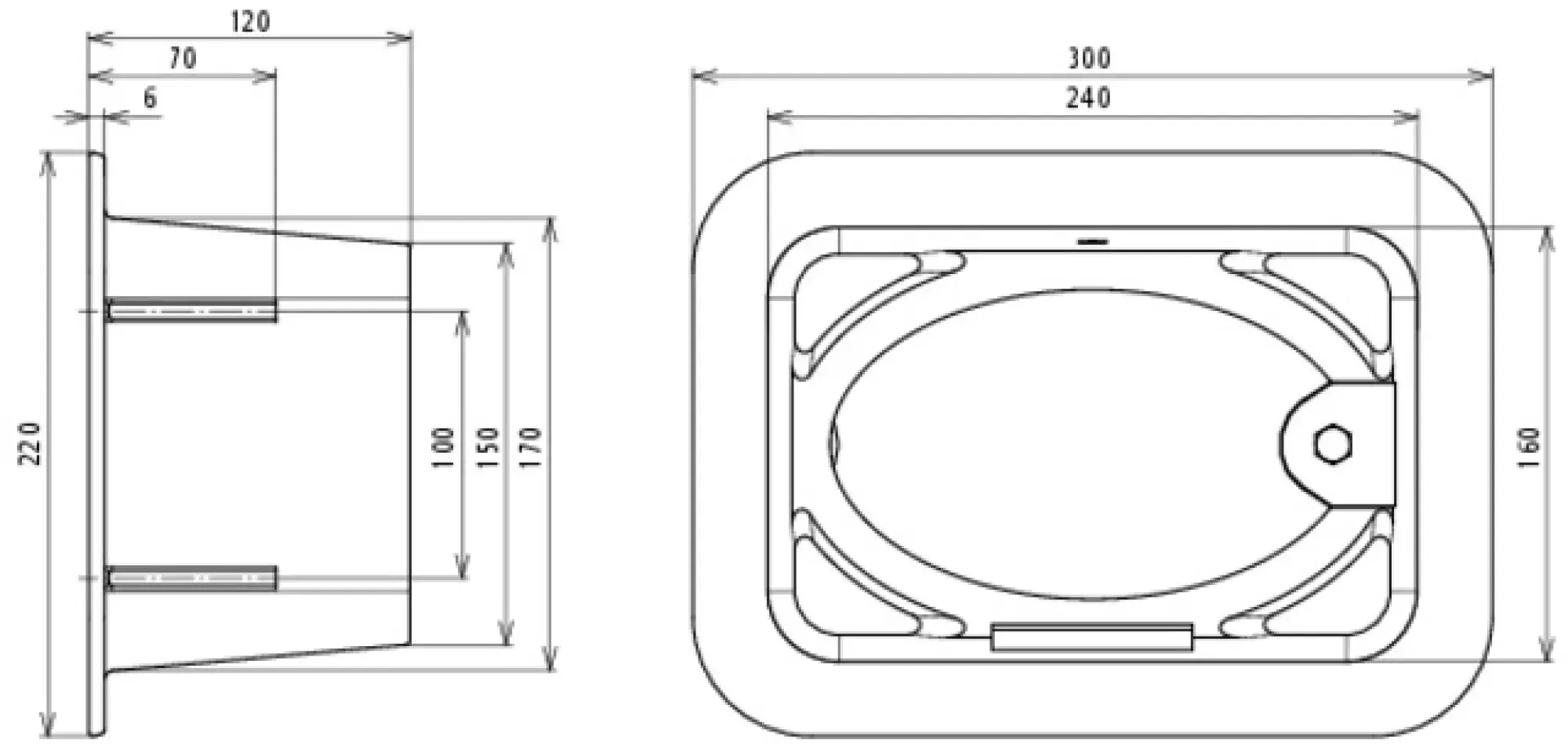 Dehn 549000 UF test joint box without test joint 300x220x120mm, GCI, black lacquered (img_002)