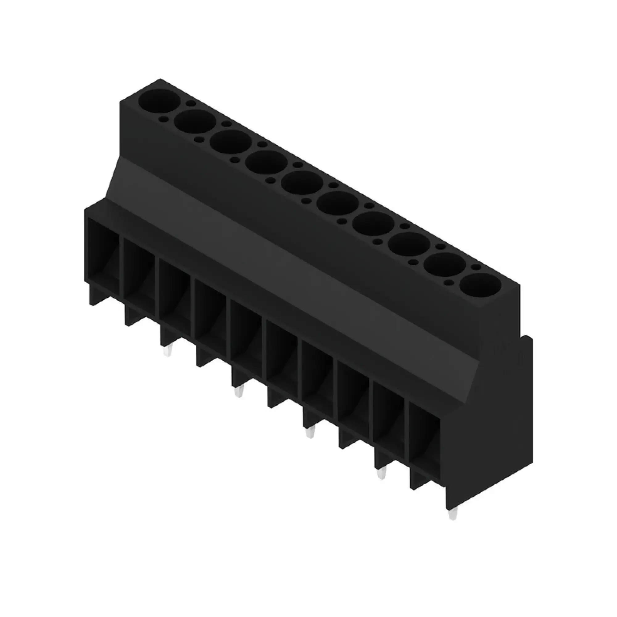 Weidmüller 1356930000 PCB terminal, 1000 V, 32 A, Pitch in mm: 6.35, 6 mm², Number of poles: 10, Clamping yoke connection, THT solder connection, 90°, Box (img_001)