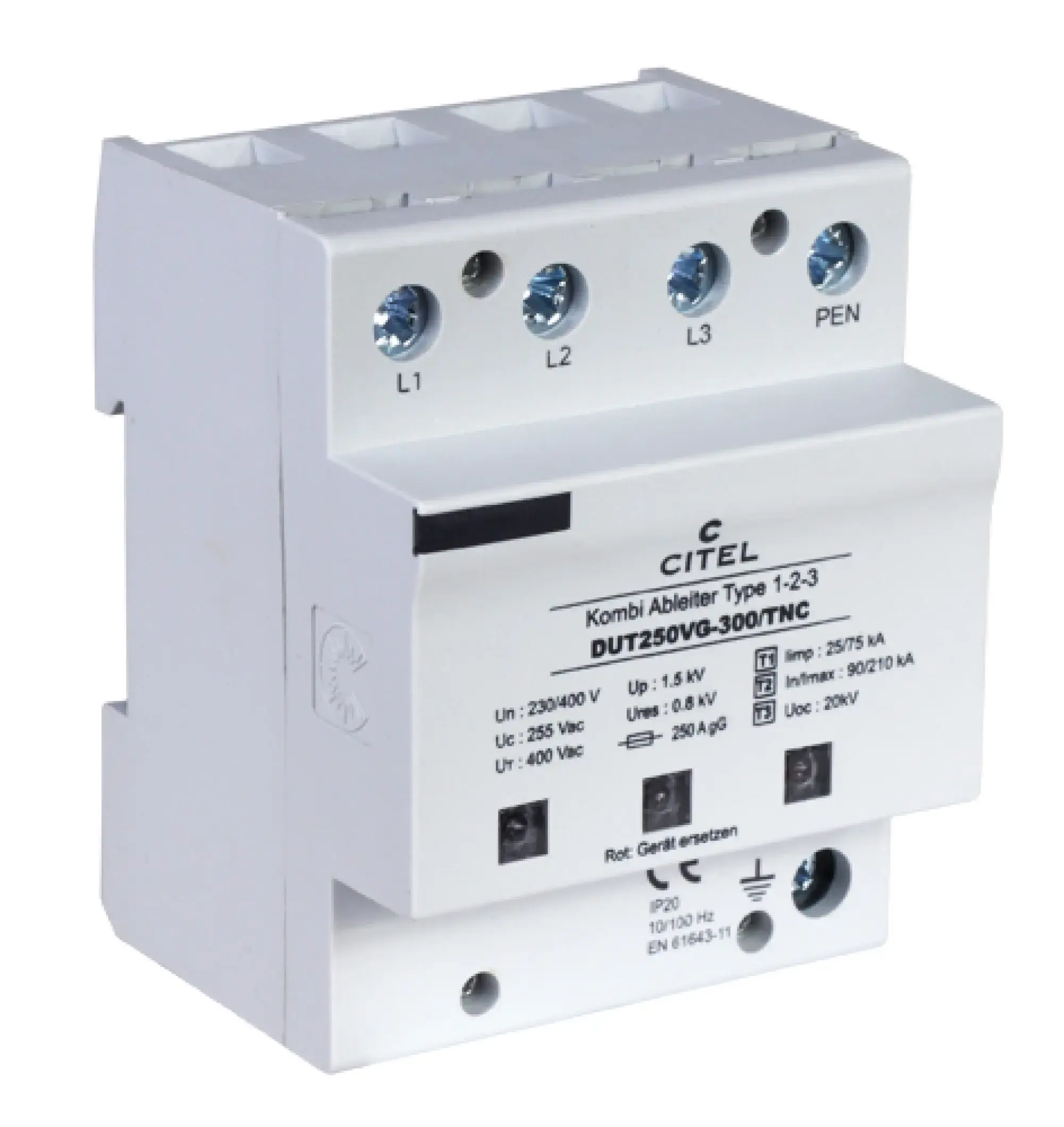 Citel 3588 Kombi-Ableiter 3-polig Typ 1+2+3 für 230/400 V TNC Netze, VG-Technology, kompakt (img_001) Citel 3588 Kombi-Ableiter 3-polig Typ 1+2+3 für 230/400 V TNC Netze, VG-Technology, kompakt (img_001)