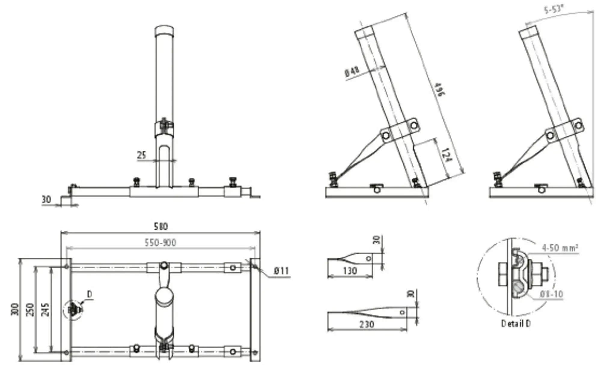 Dehn 105241 Holder f. metal roofs f. spacing 550-900mm w. tube 48mm f. DEHNcon-H systems (img_004)