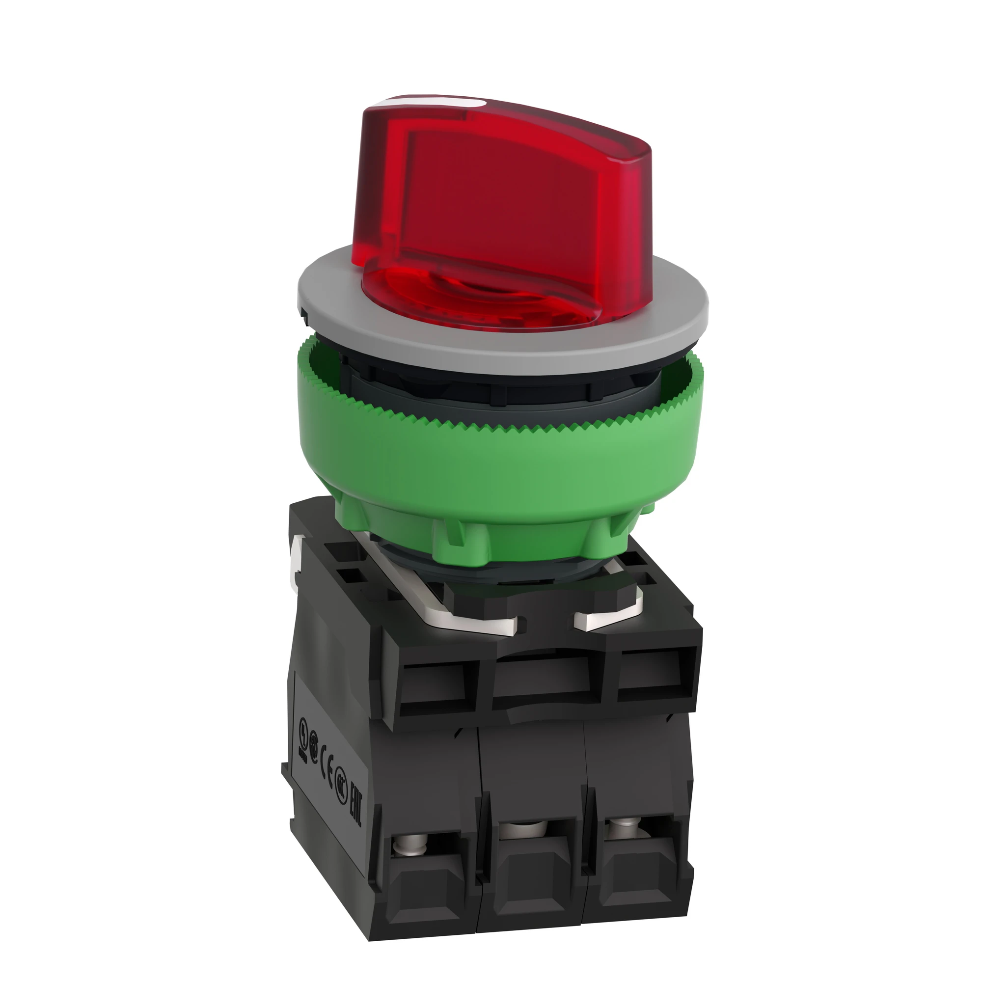 Schneider Electric XB5FK124M5C0 Illuminated Selector Switch, Harmony XB5F, Plastic, Light Gray, Red, 30mm, Universal LED, 2 positions, 1NC + 1NO, 230-240V AC (img_005)