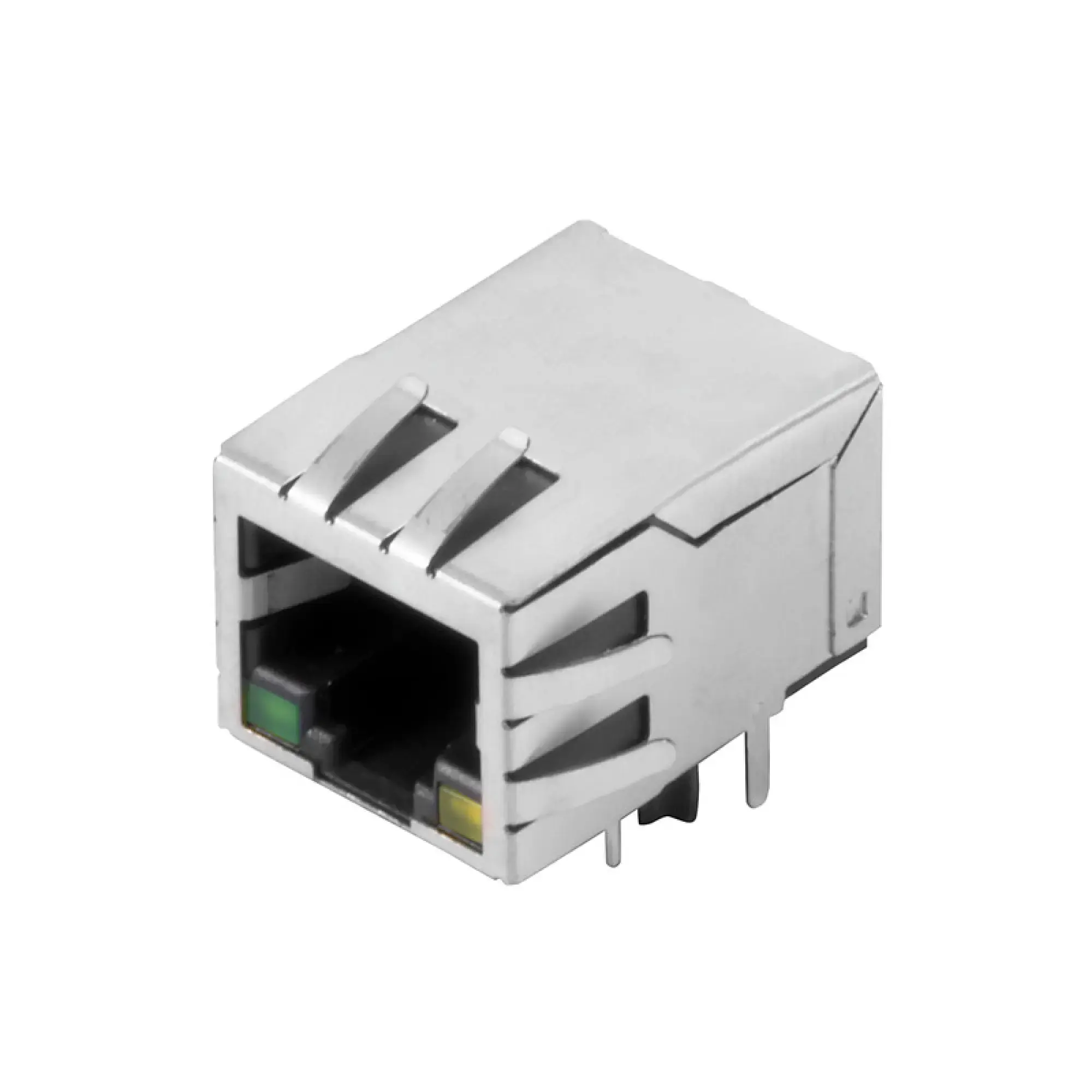 Weidmüller 2563850000 PCB connector RJ45 transformer jack, 10/100 MBit/s , THT solder connection, Shielding: Yes, LED: Yes, Gold over nickel, Tray (manual assembly) RJ45M T1D 3.3E4G/Y TY (img_001)