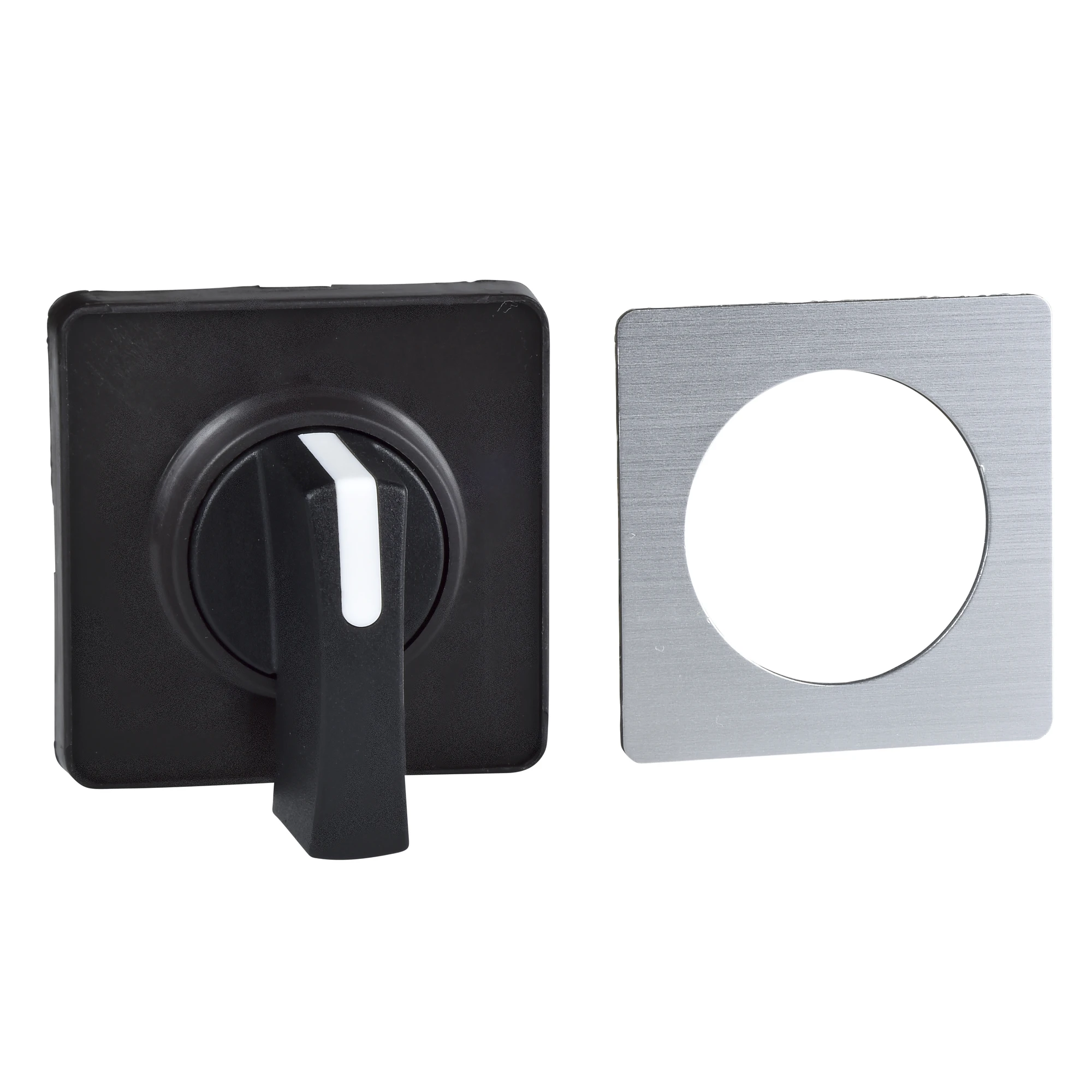 Schneider Electric KBC1H Actuating element 45x45mm, silver-colored - knob, black, for engraving (img_001) Schneider Electric KBC1H Actuating element 45x45mm, silver-colored - knob, black, for engraving (img_001)