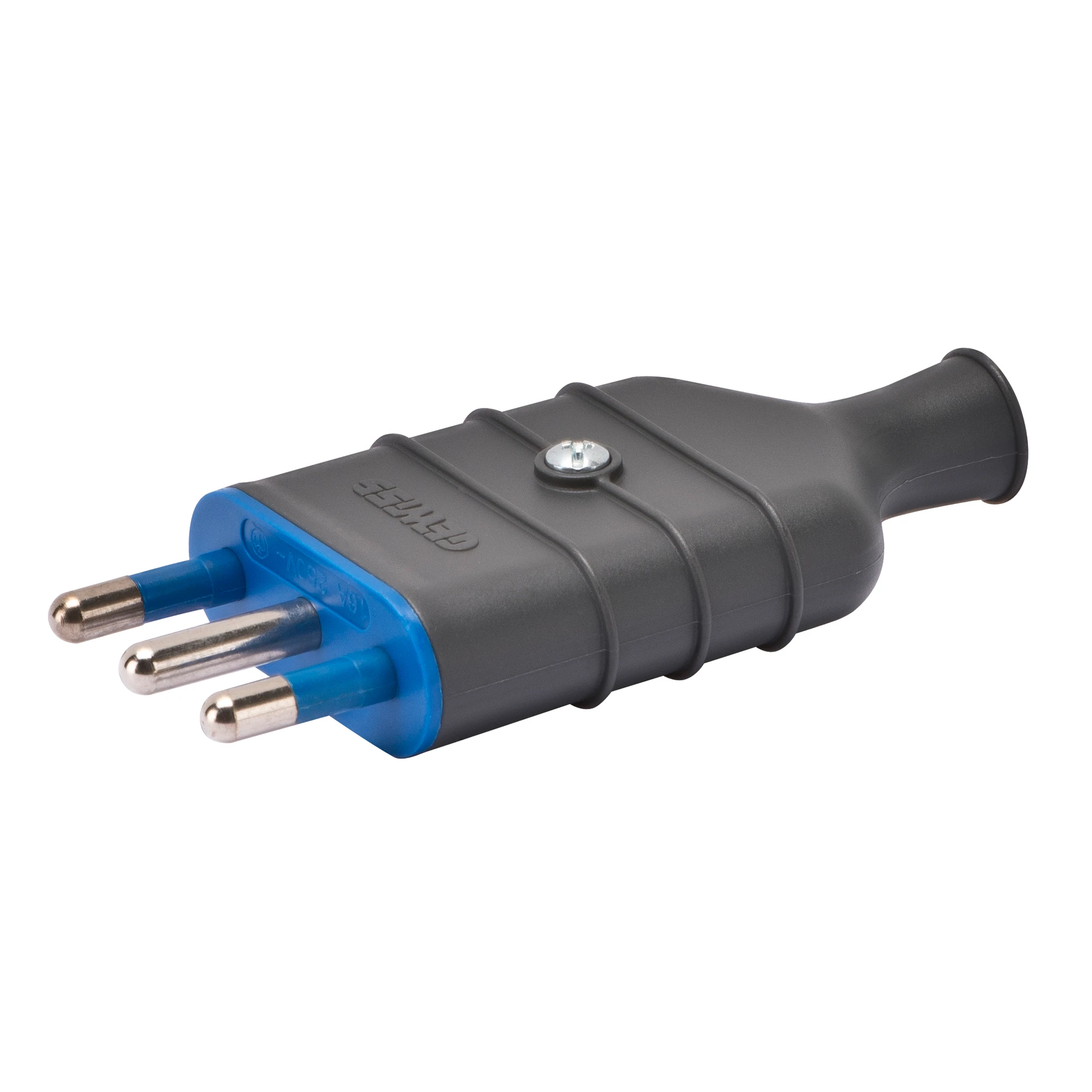 GEWISS GW28006 PORTABLE PLUG - STRAIGHT - ITALIAN STANDARD - 2P+E 16A 250V ac - TYPE S17 - SLATE (img_001)