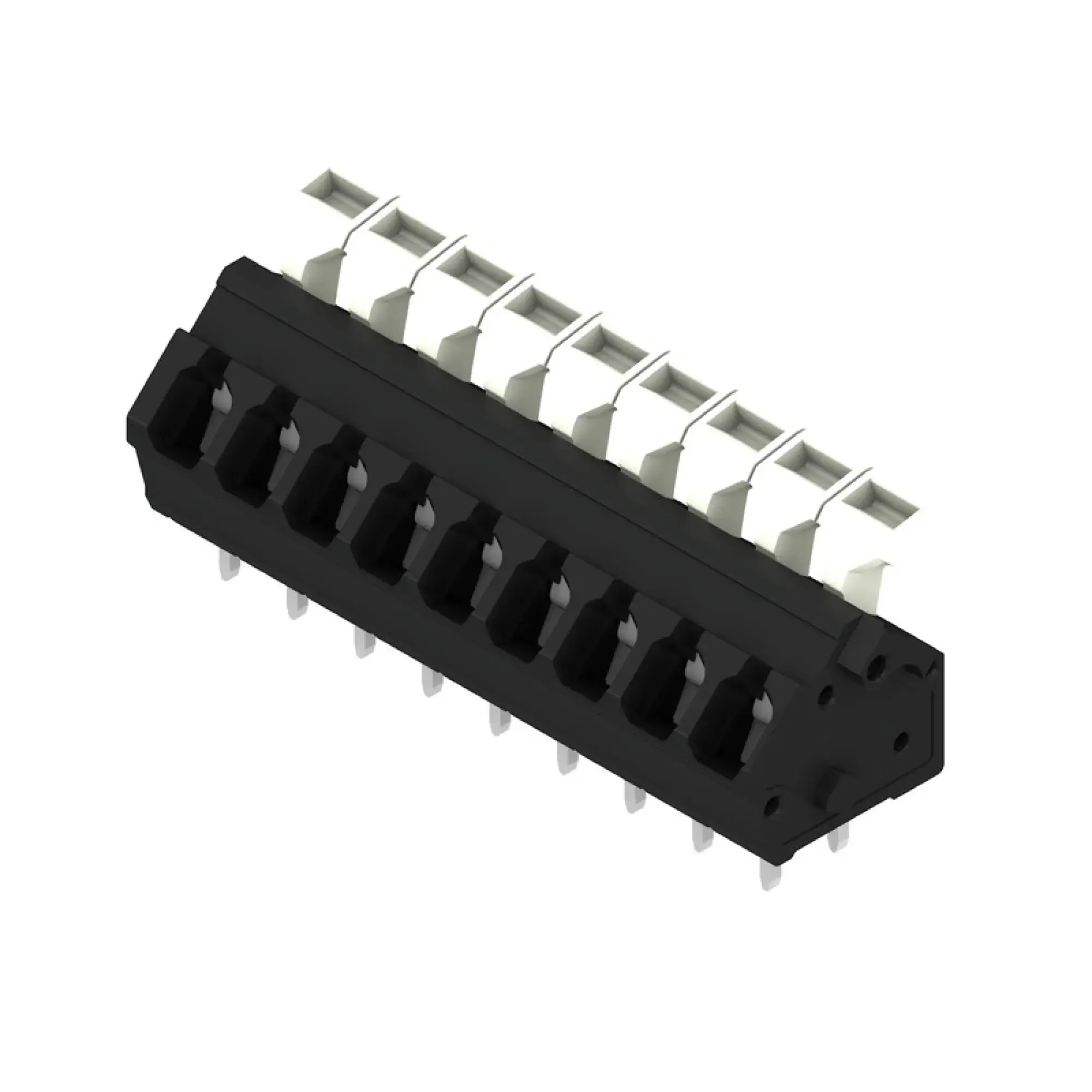 Weidmüller 1811580000 PCB terminal, 320 V, 24 A, Pitch in mm: 5.00, 2.5 mm², Number of poles: 9, Tension clamp connection with actuator, THT solder connection, 135°, Box (img_001)